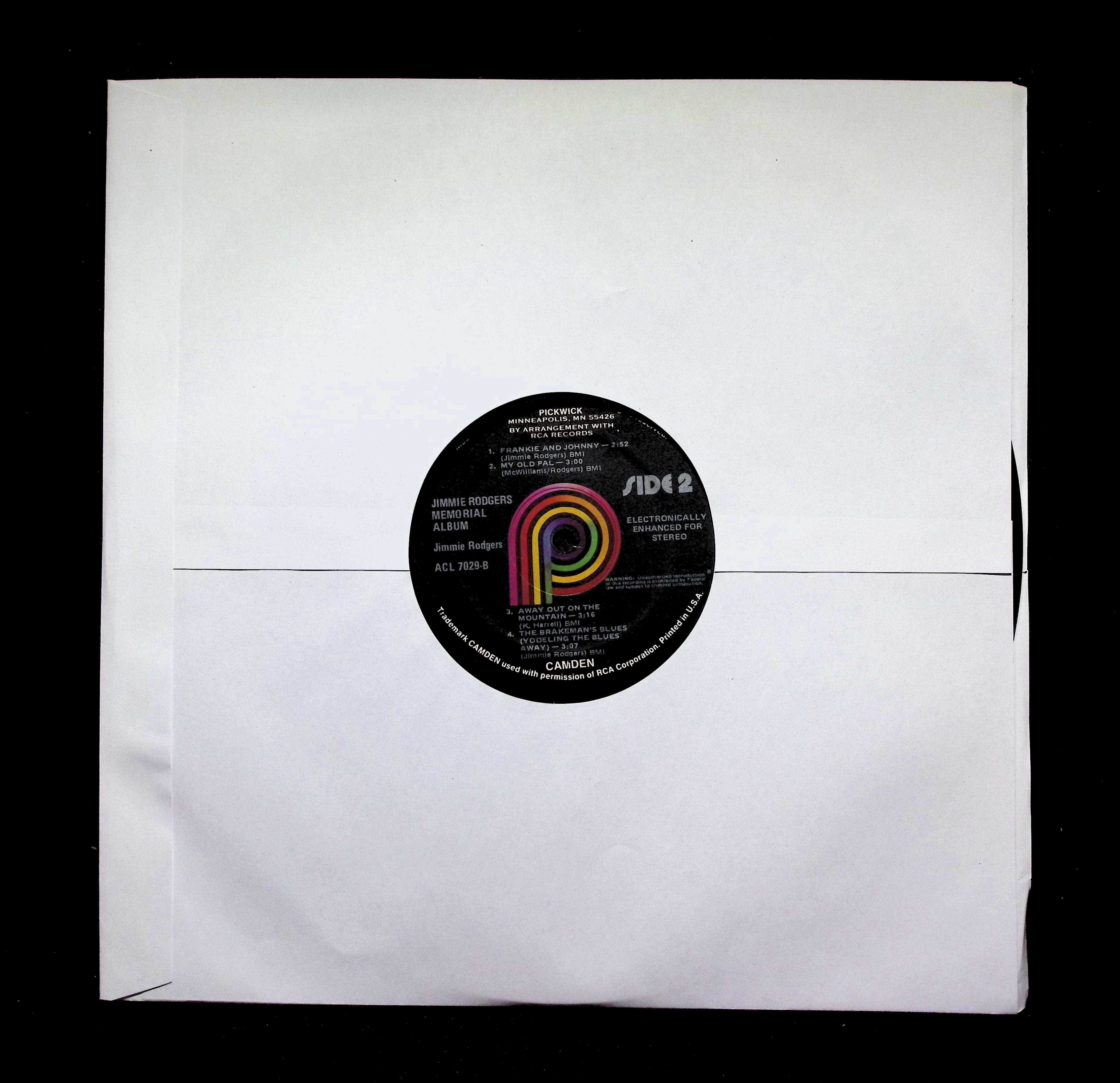 Jimmie Rodgers - The Jimmie Rodgers Memorial Album (1976) ACL-7029 LP — image 3