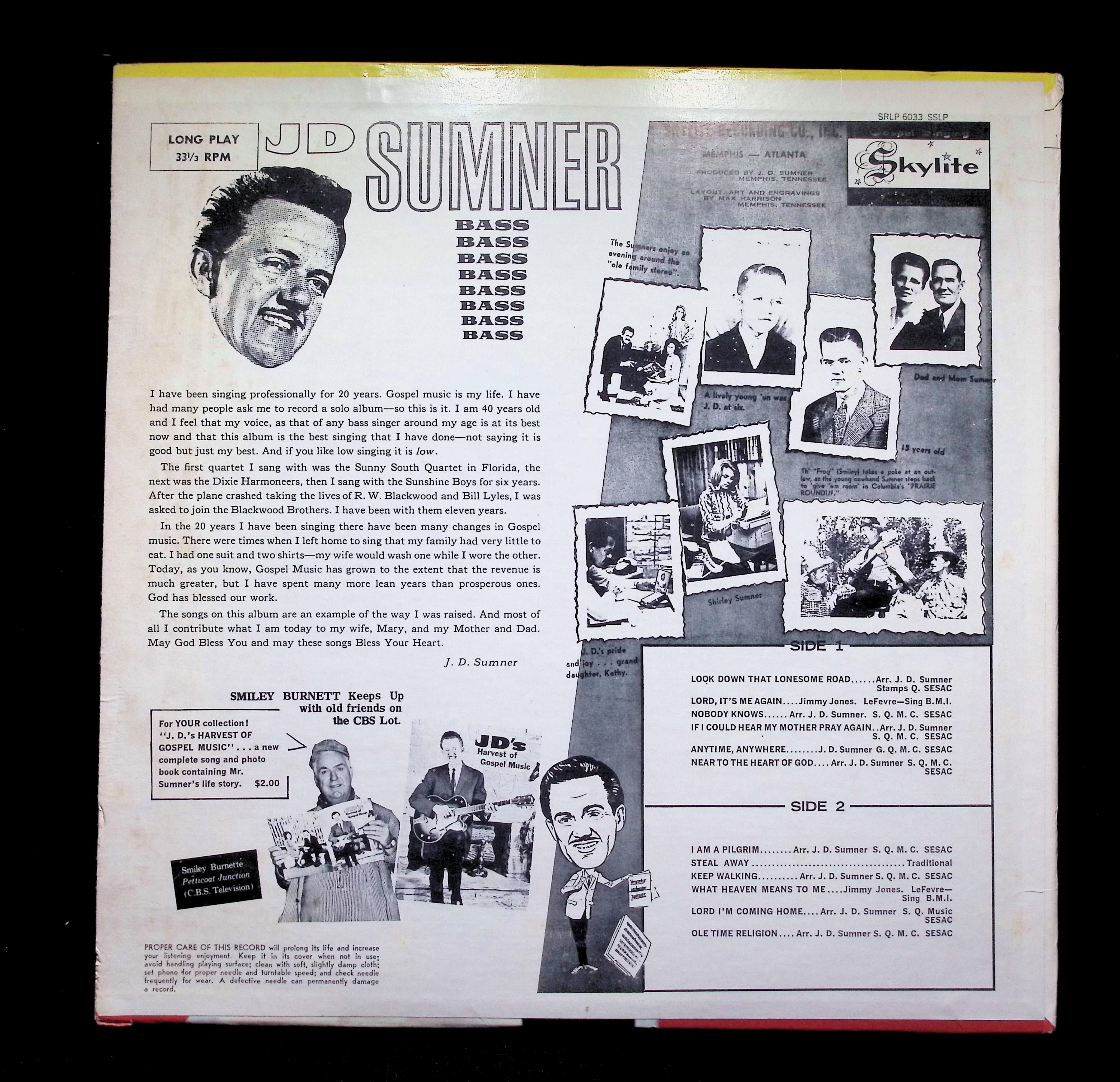 J.D. Sumner - Bass SSLP-6033 Vinyl LP — image 2