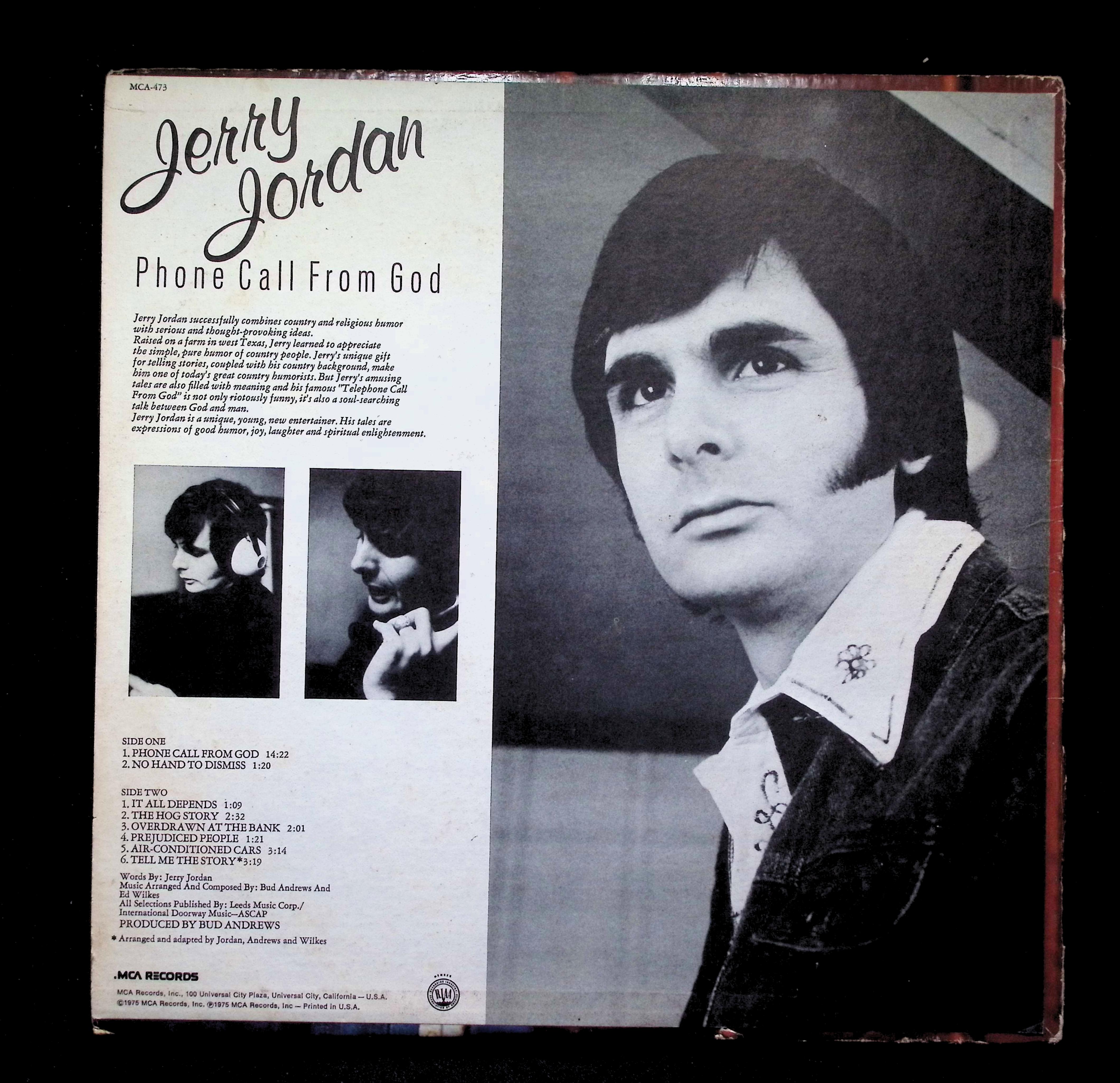 Jerry Jordan (2) - Phone Call From God (1975) MCA-473 Vinyl LP — image 2