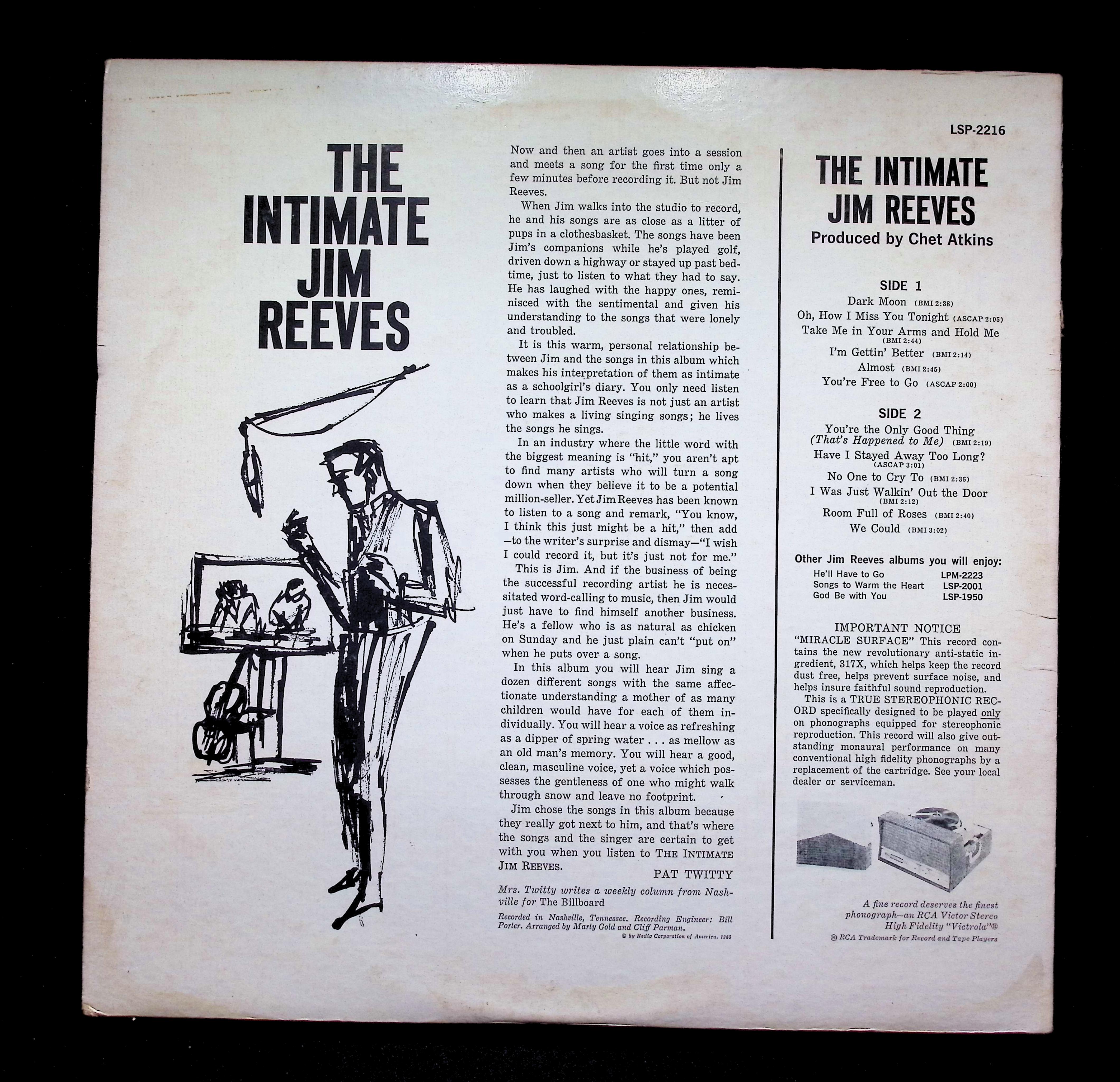 Jim Reeves - The Intimate Jim Reeves (1960) LSP-2216 Vinyl LP — image 2