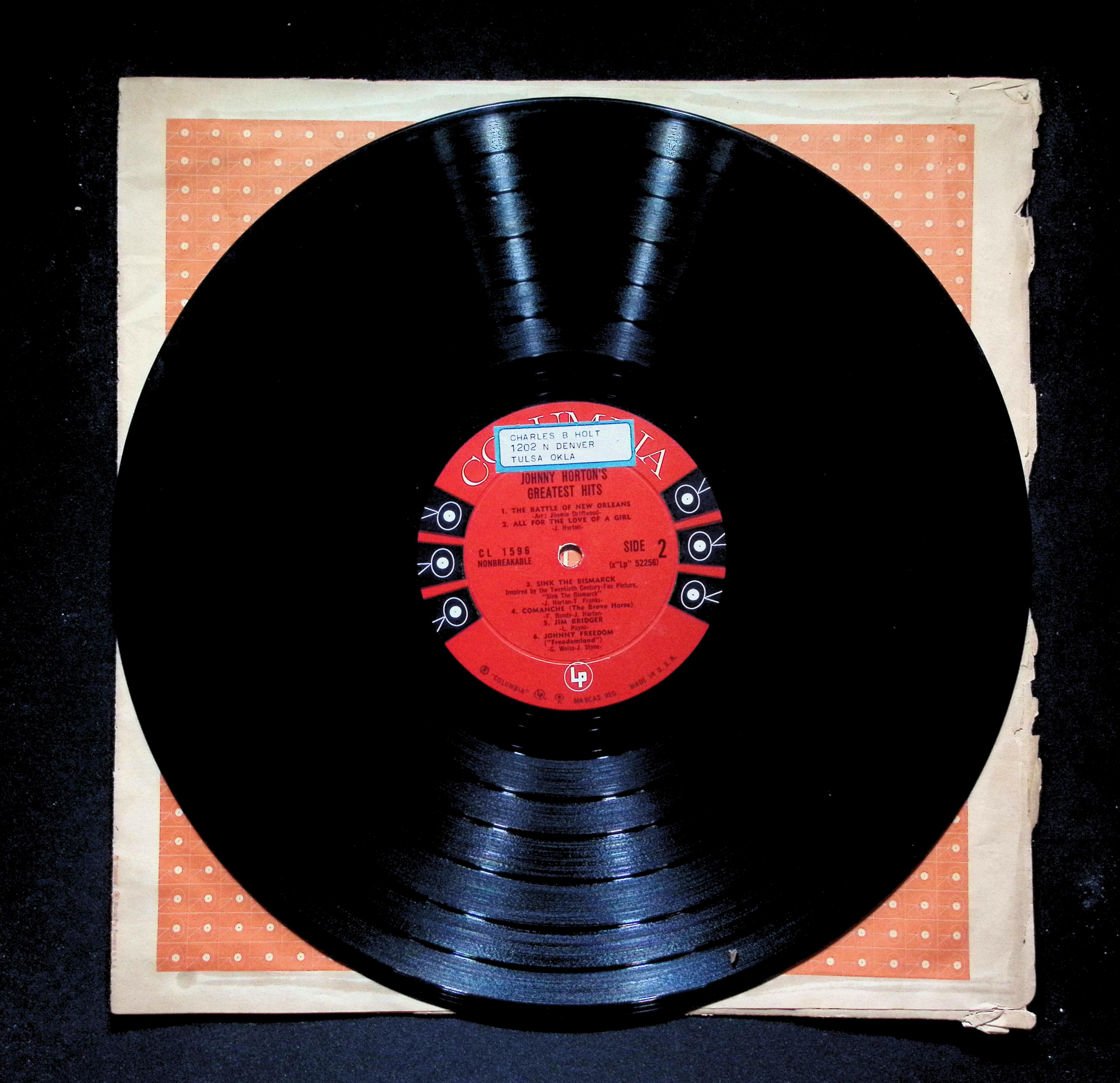 Johnny Horton - Johnny Horton's Greatest Hits (1961) CL 1596 LP — image 4