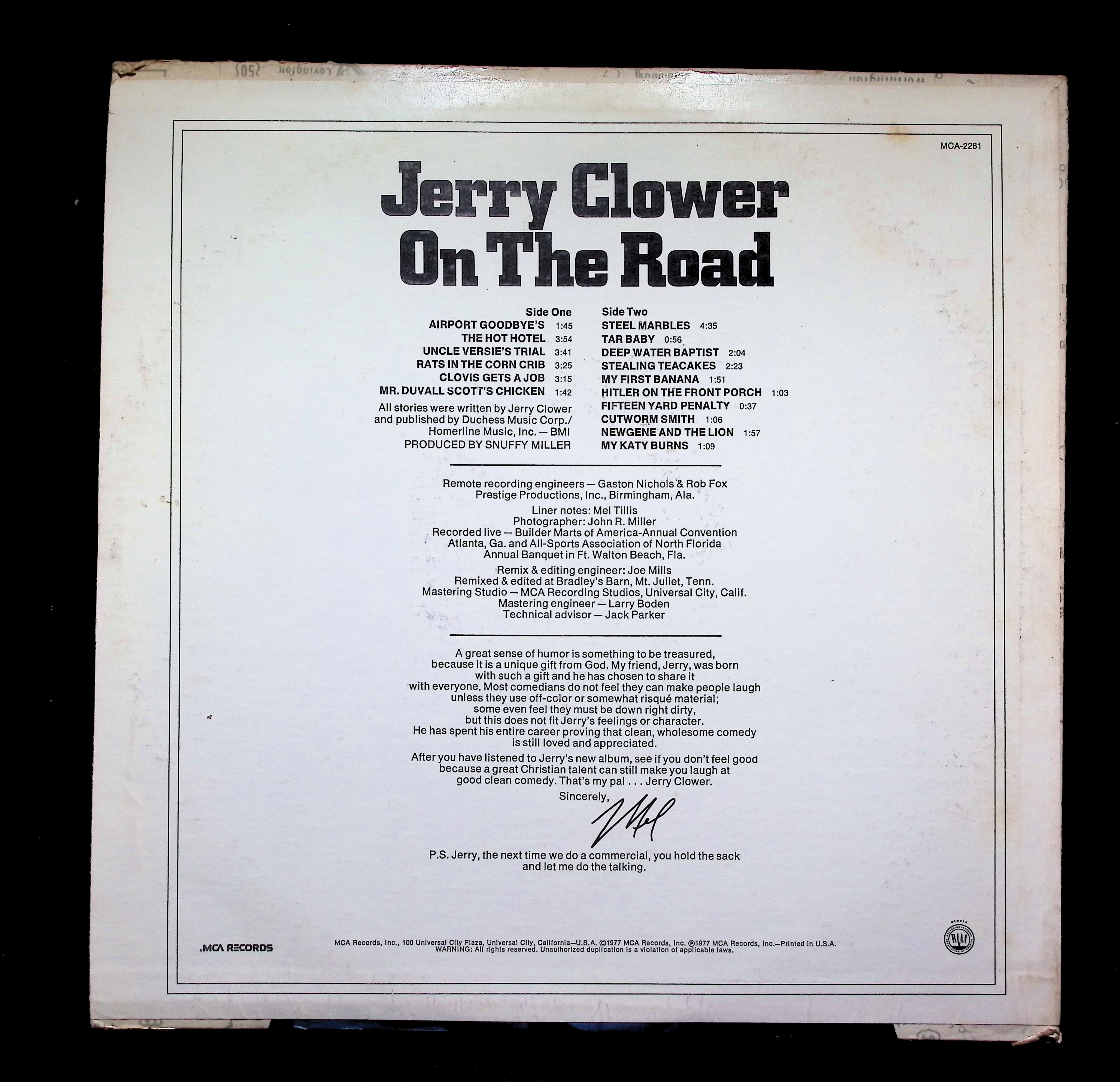 Jerry Clower - On The Road (1977) MCA-2281 Vinyl LP — image 2