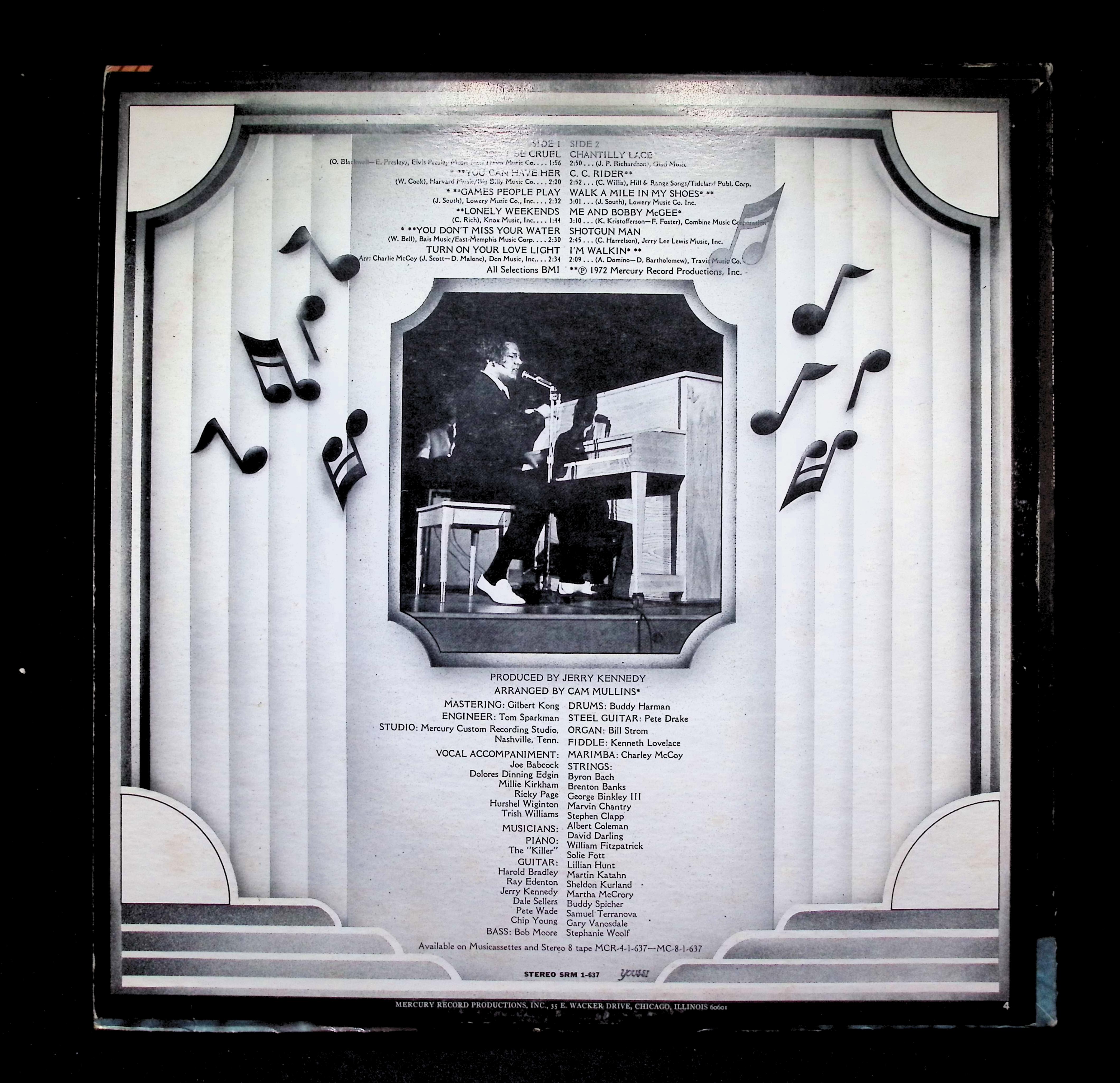 Jerry Lee Lewis - The "Killer" Rocks On (1972) SRM 1-637 Vinyl LP — image 2