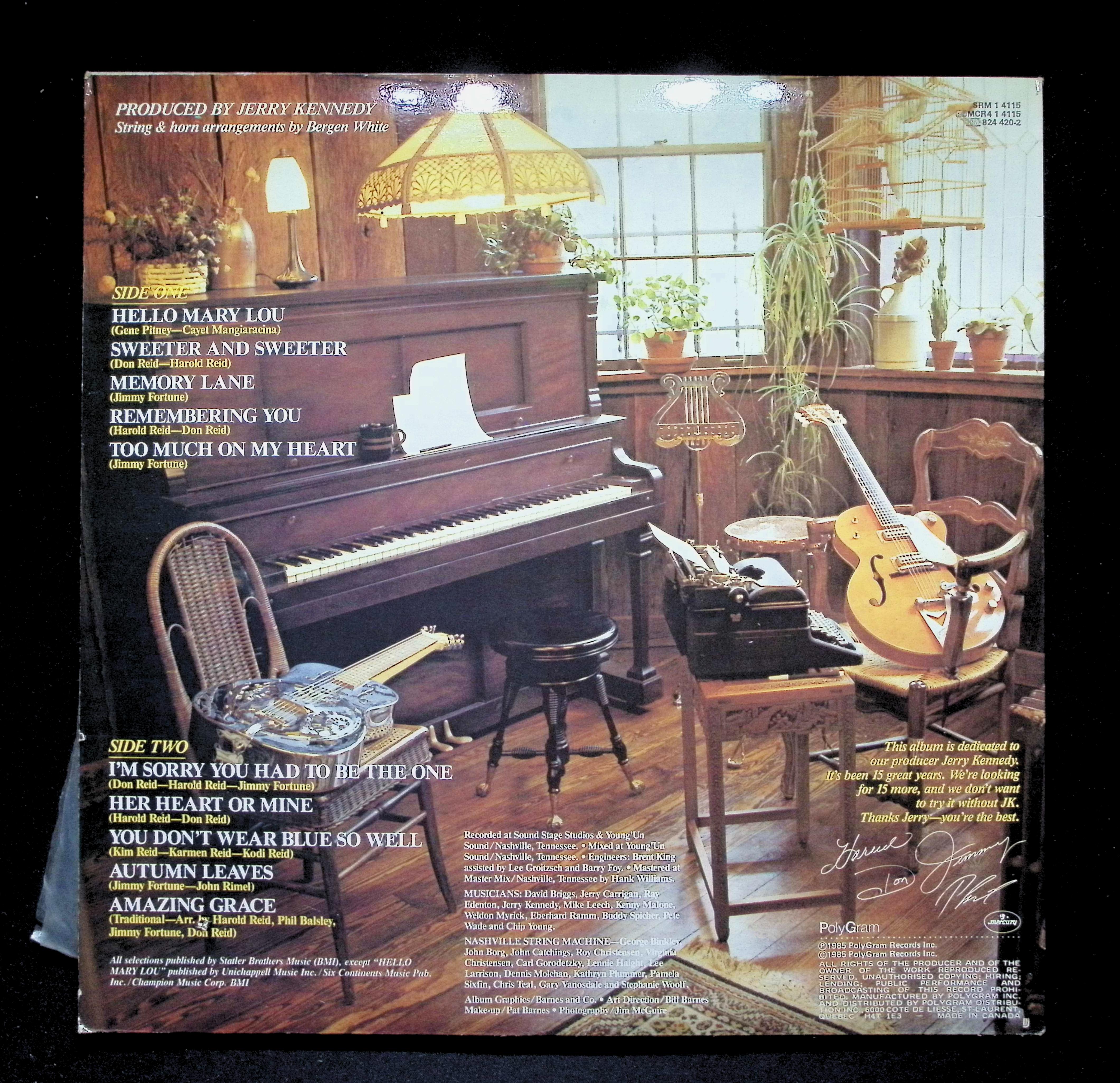 The Statler Brothers - Pardners In Rhyme (1985) SRM 1 4115 Vinyl LP — image 2