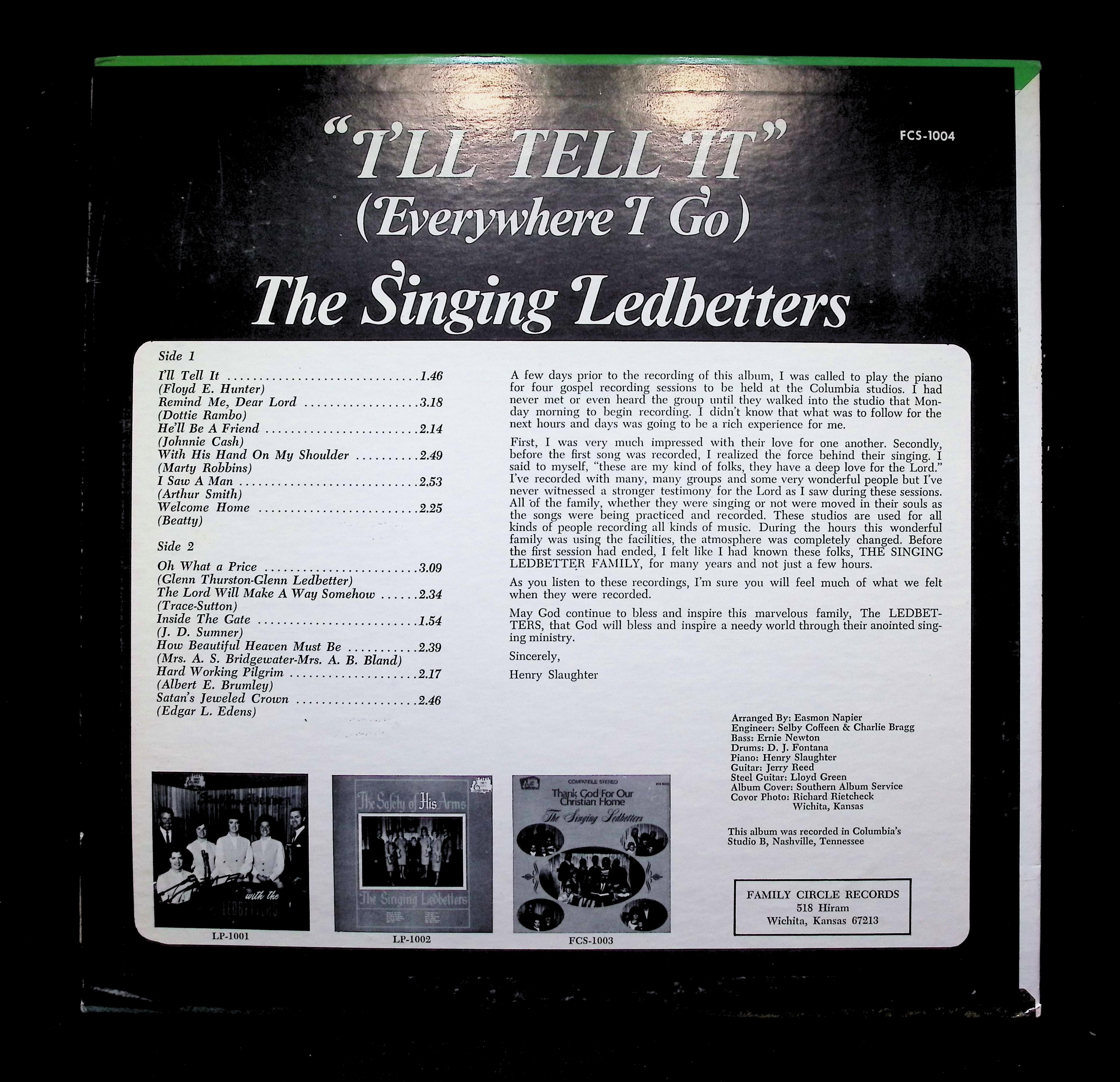 The Singing Ledbetters - I'll Tell It (Everywhere I Go) FCS-1004 LP — image 2