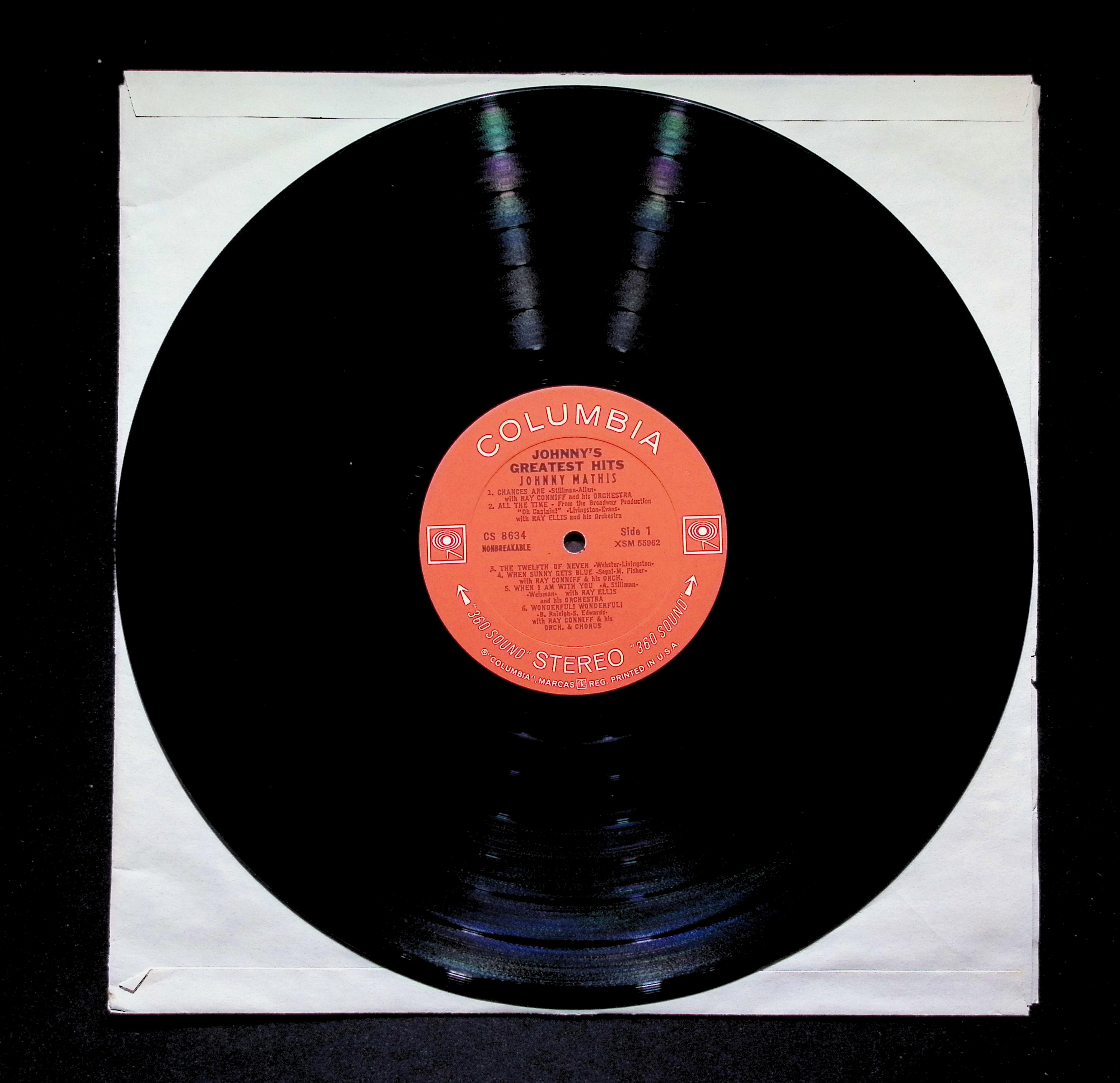 Johnny Mathis - Johnny's Greatest Hits CS 8634 Vinyl LP — image 5