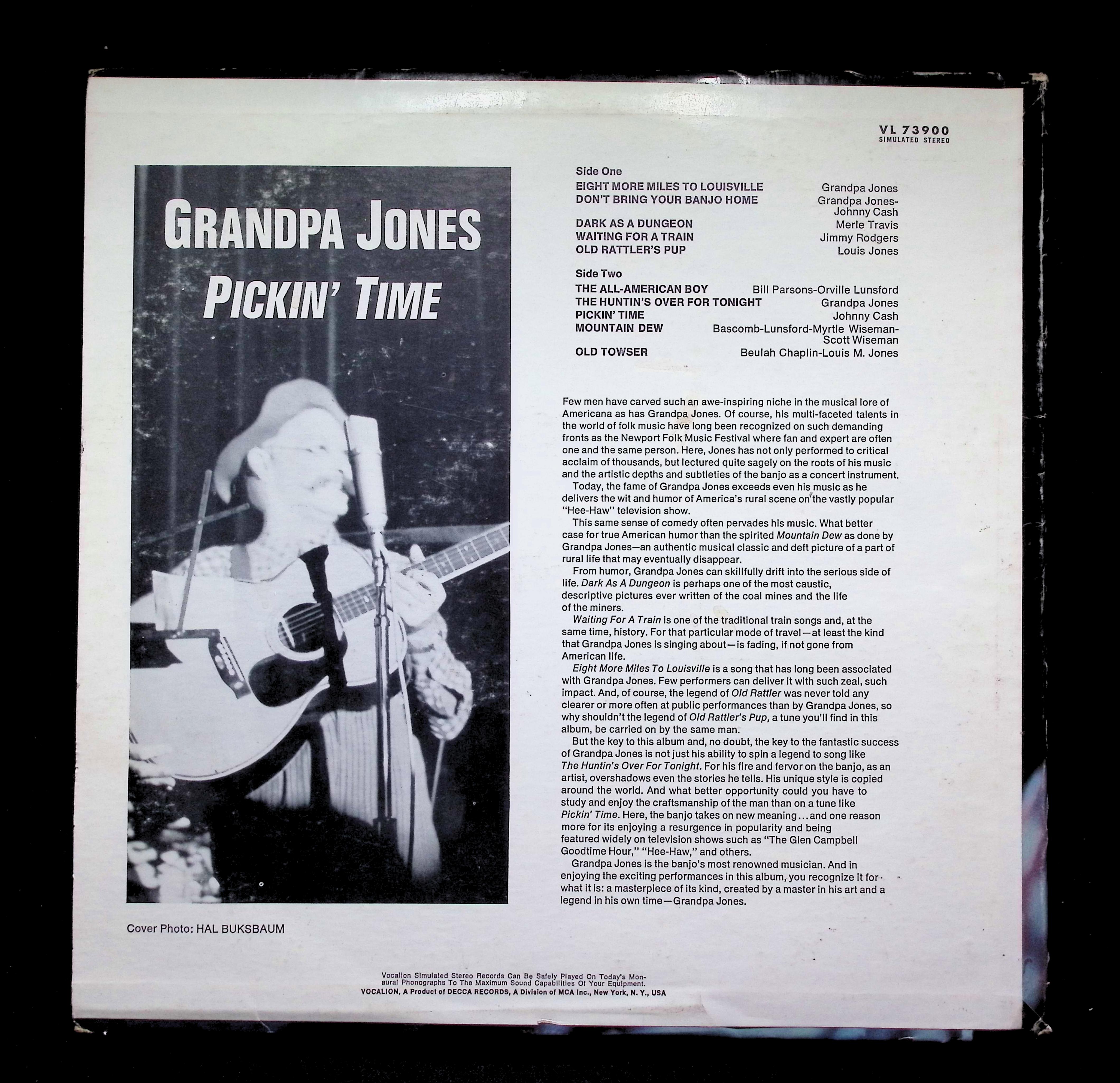 Grandpa Jones - Pickin' Time (1970) VL 73900 Vinyl LP — image 2