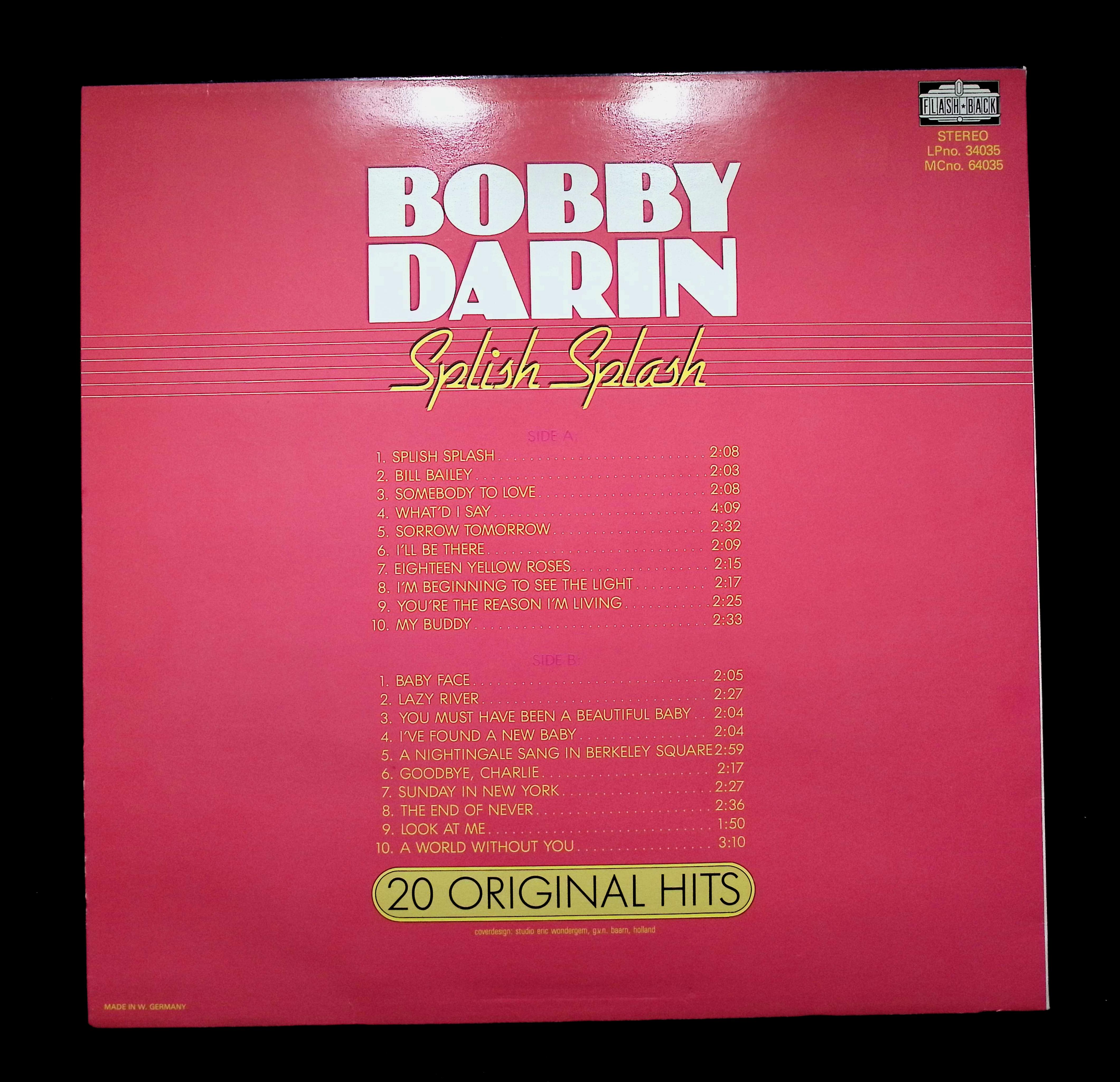 Bobby Darin - Splish Splash - 20 Original Hits 34035 LP Vinyl — image 2