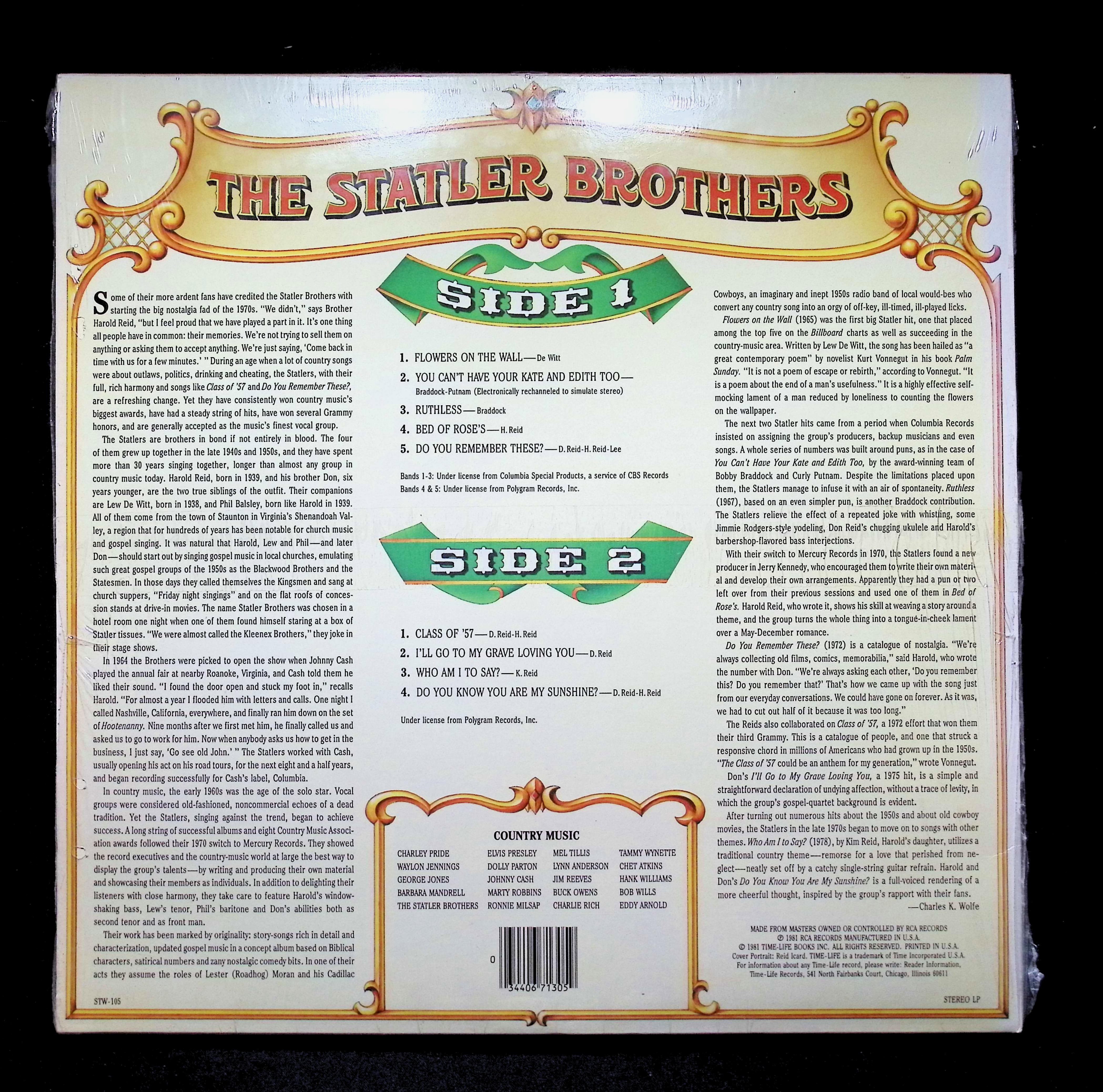 The Statler Brothers - Country Music (1980) STW-105 Vinyl LP — image 2
