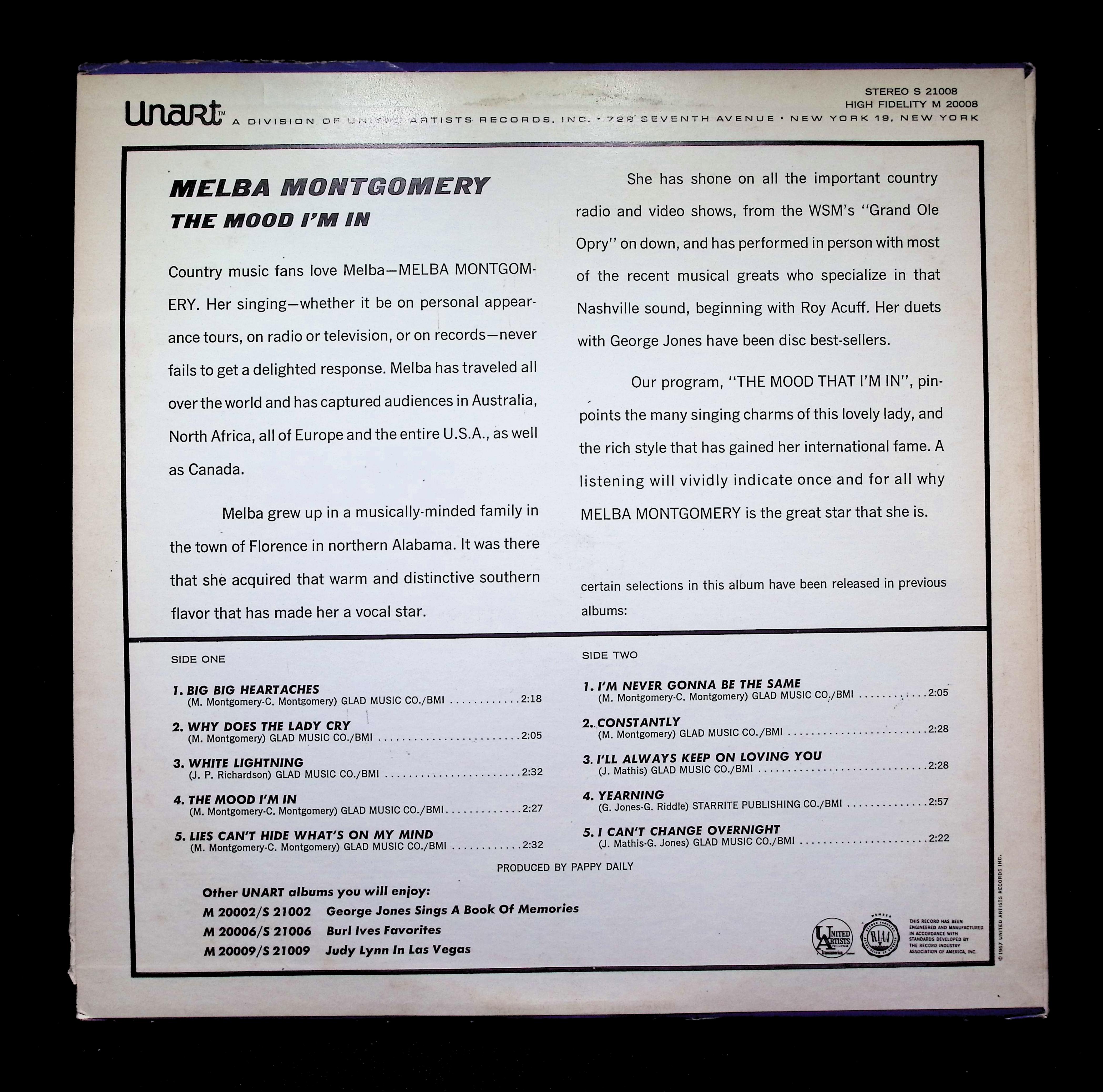 Melba Montgomery - The Mood I'm In (1967) S 21008 Vinyl LP — image 2