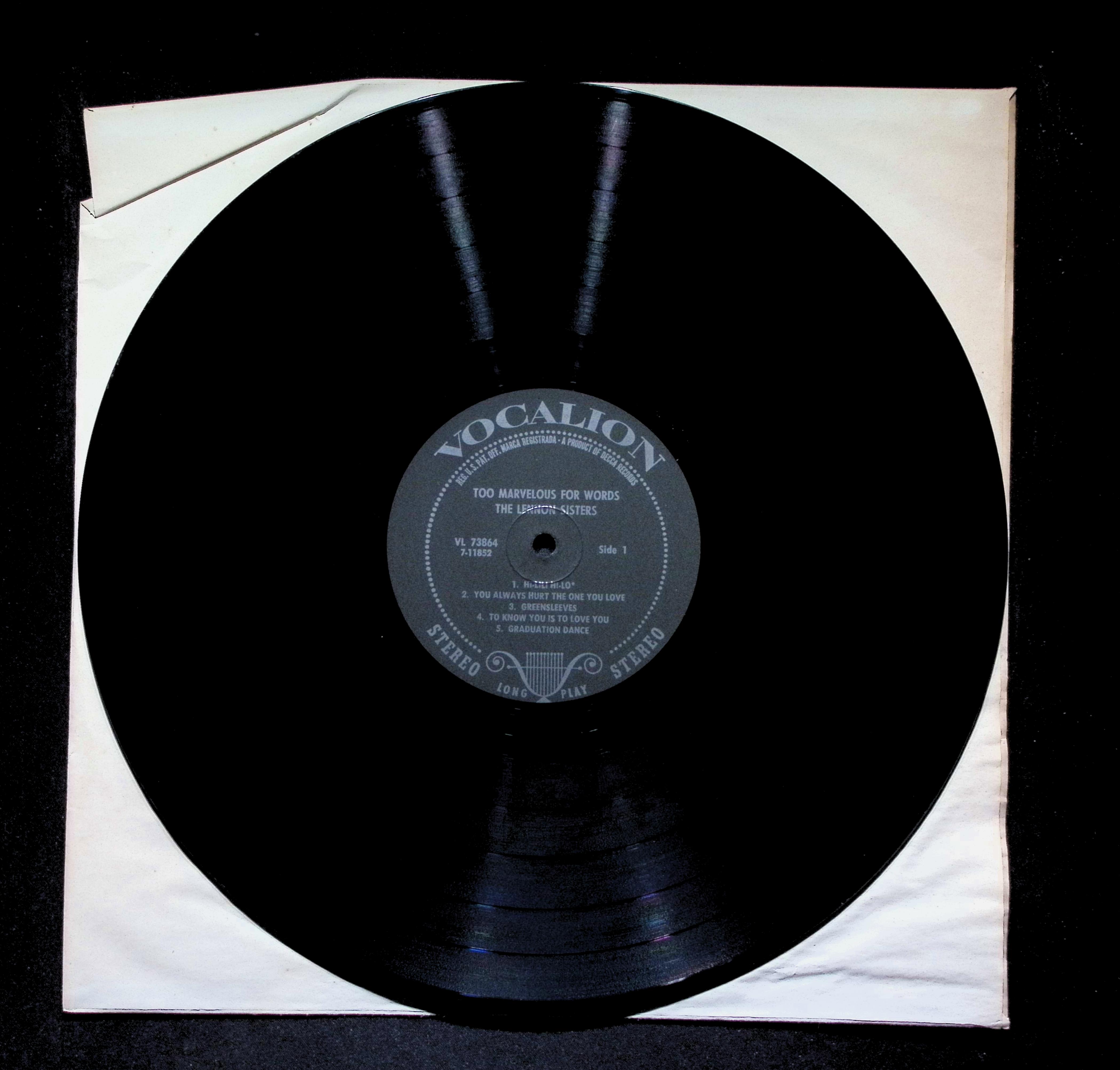 The Lennon Sisters Too Marvelous For Words LP 1969 VL 73864 Jazz — image 5