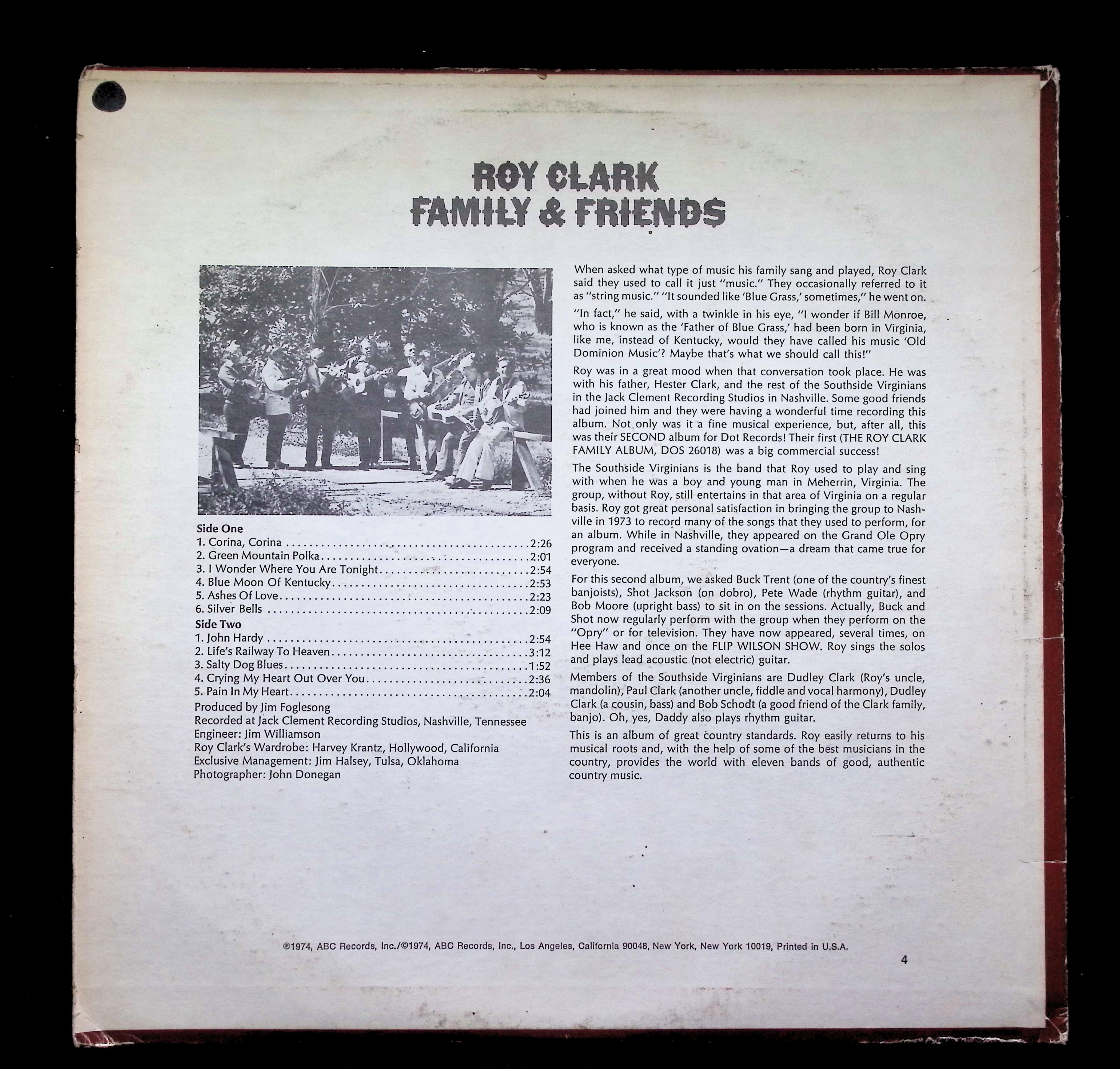 Roy Clark Roy Clark, Family And Friends LP 1974 DOSD-2005 Folk — image 2