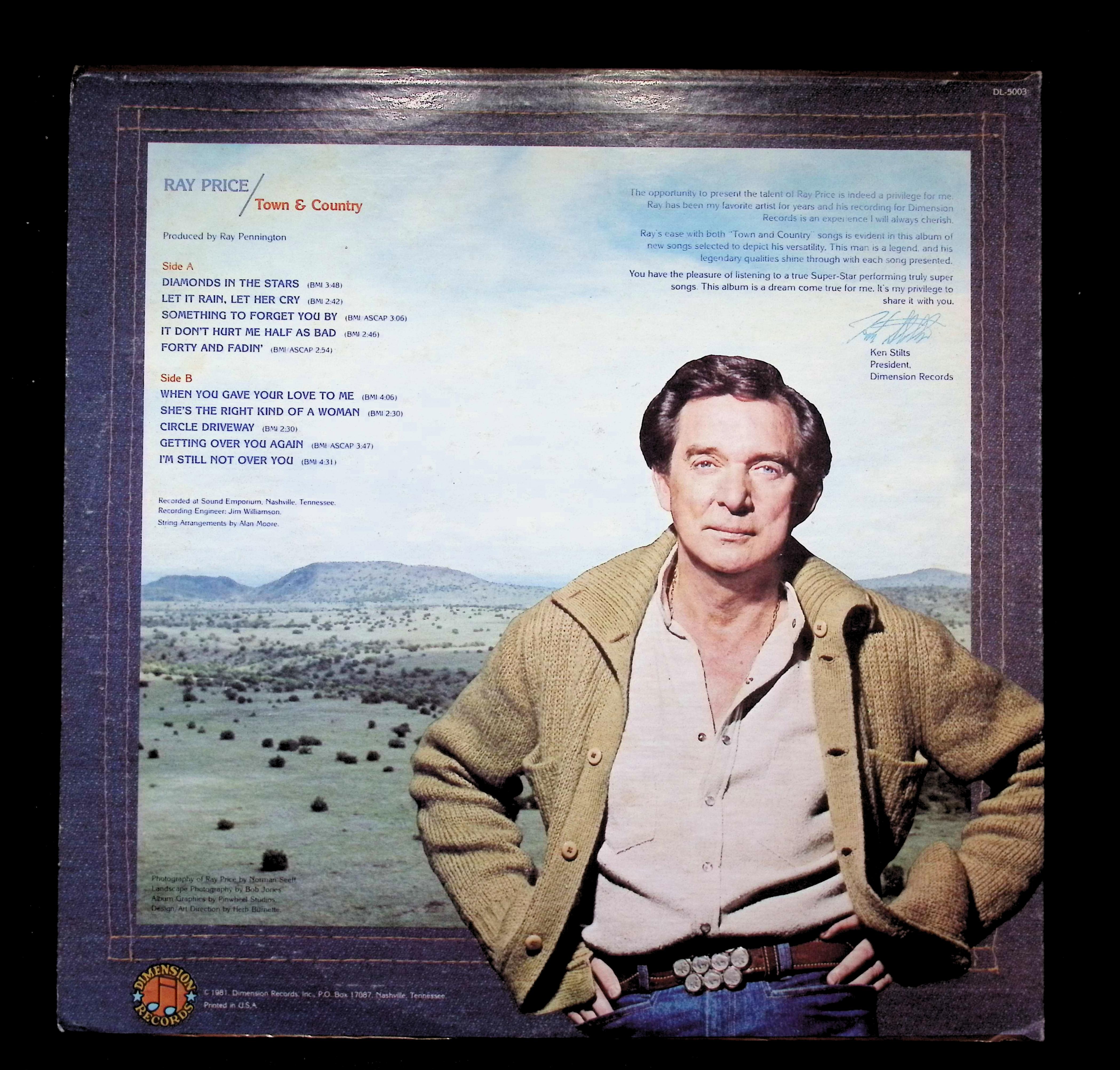 Ray Price Town And Country LP 1981 DL 5003 Folk, World, & Country — image 2