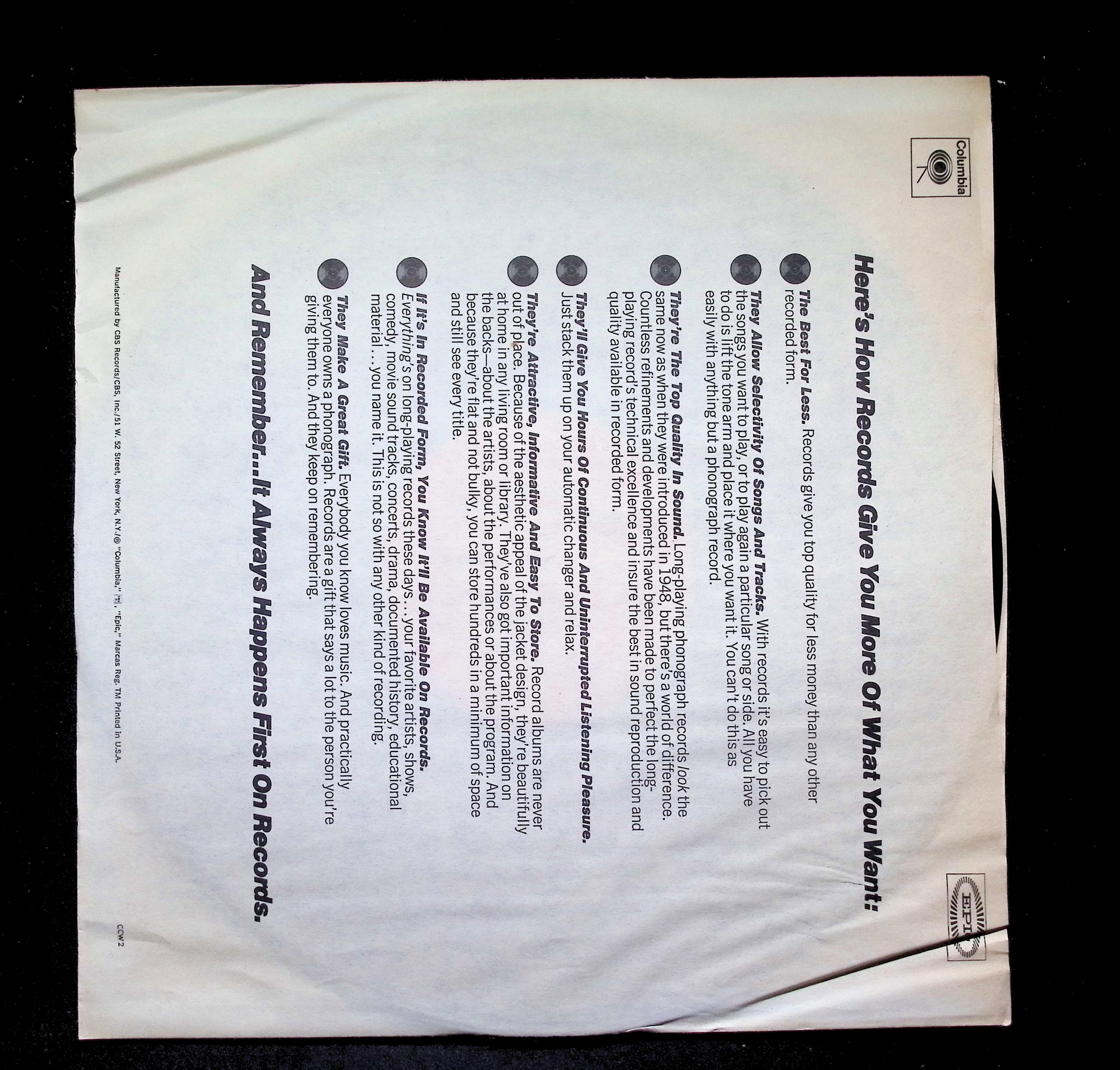 Ray Price For The Good Times LP 1970 C 30106 Folk, World, & Country — image 3