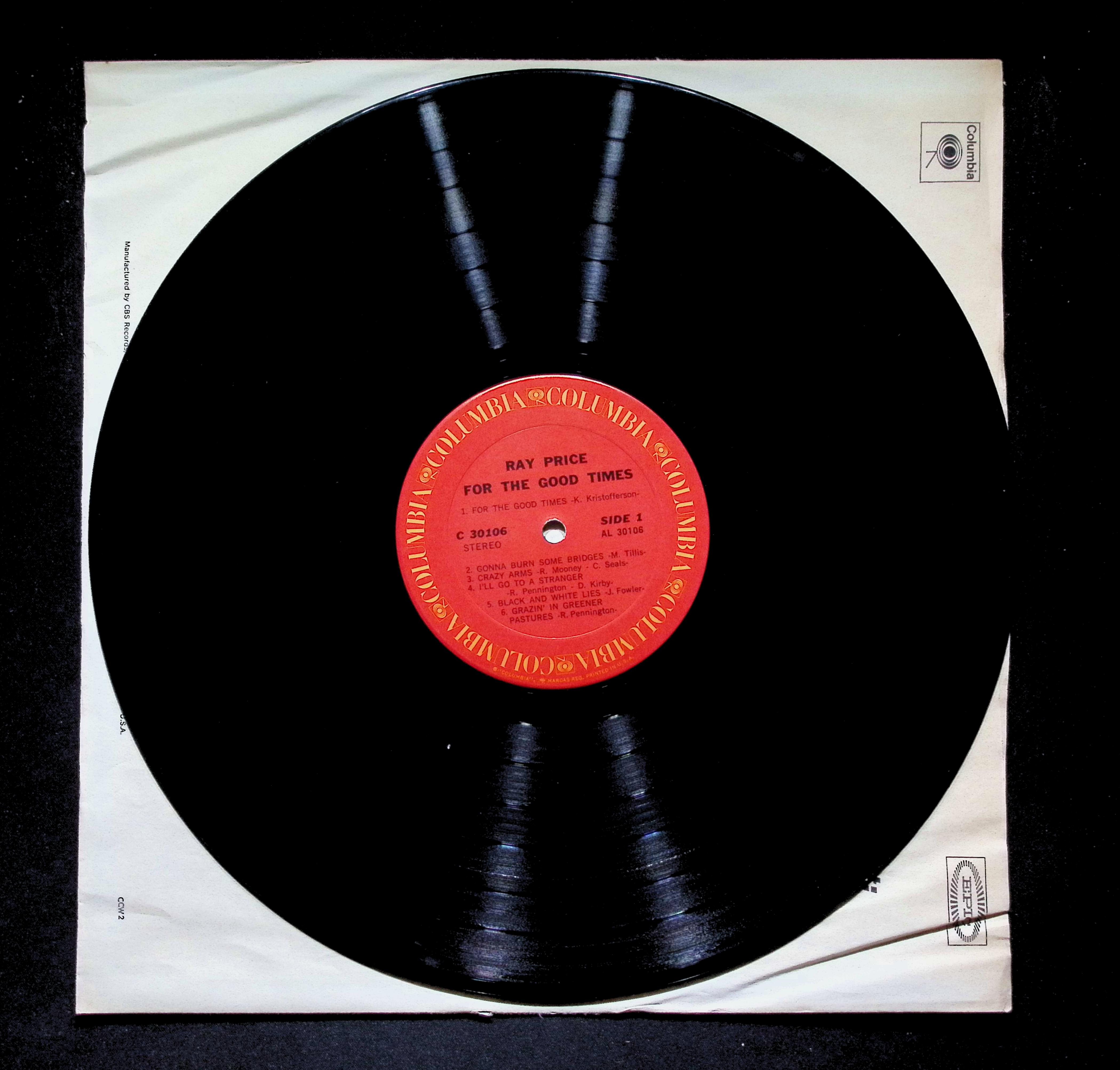 Ray Price For The Good Times LP 1970 C 30106 Folk, World, & Country — image 5