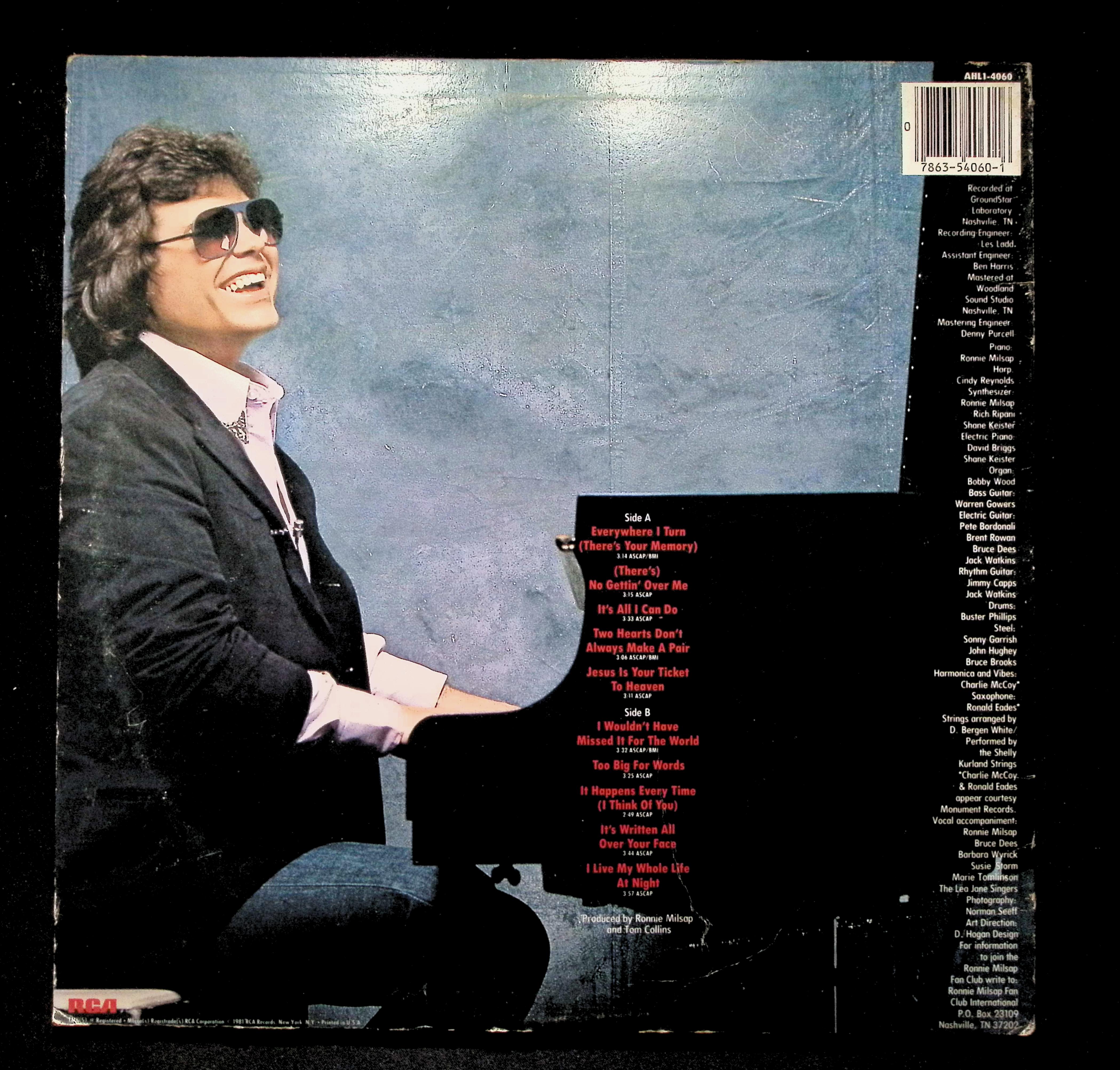Ronnie Milsap There's No Gettin' Over Me LP 1981 AHL1-4060 Country — image 2