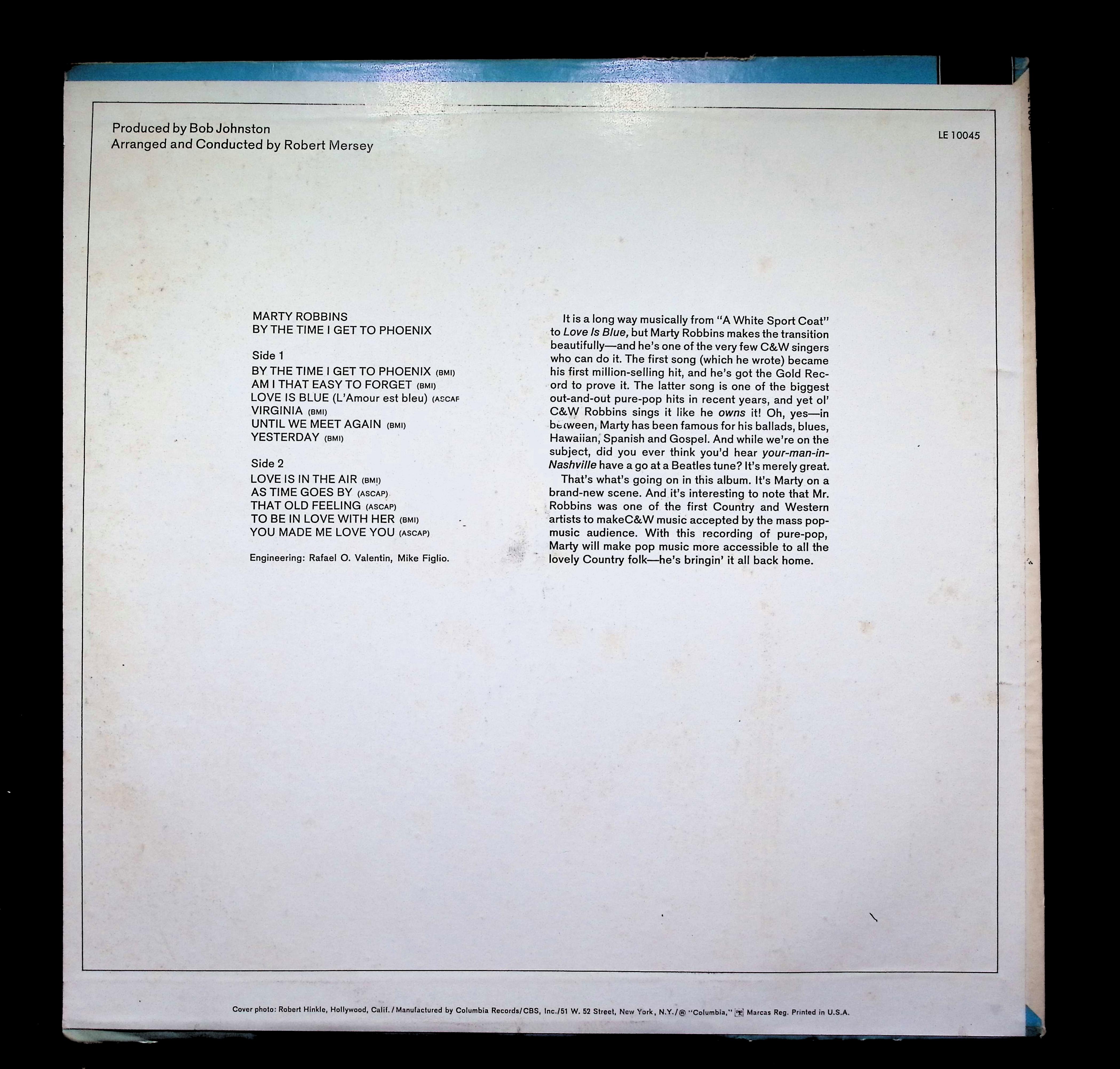 Marty Robbins By The Time I Get To Phoenix LP 0 Columbia Limited Edition — image 2