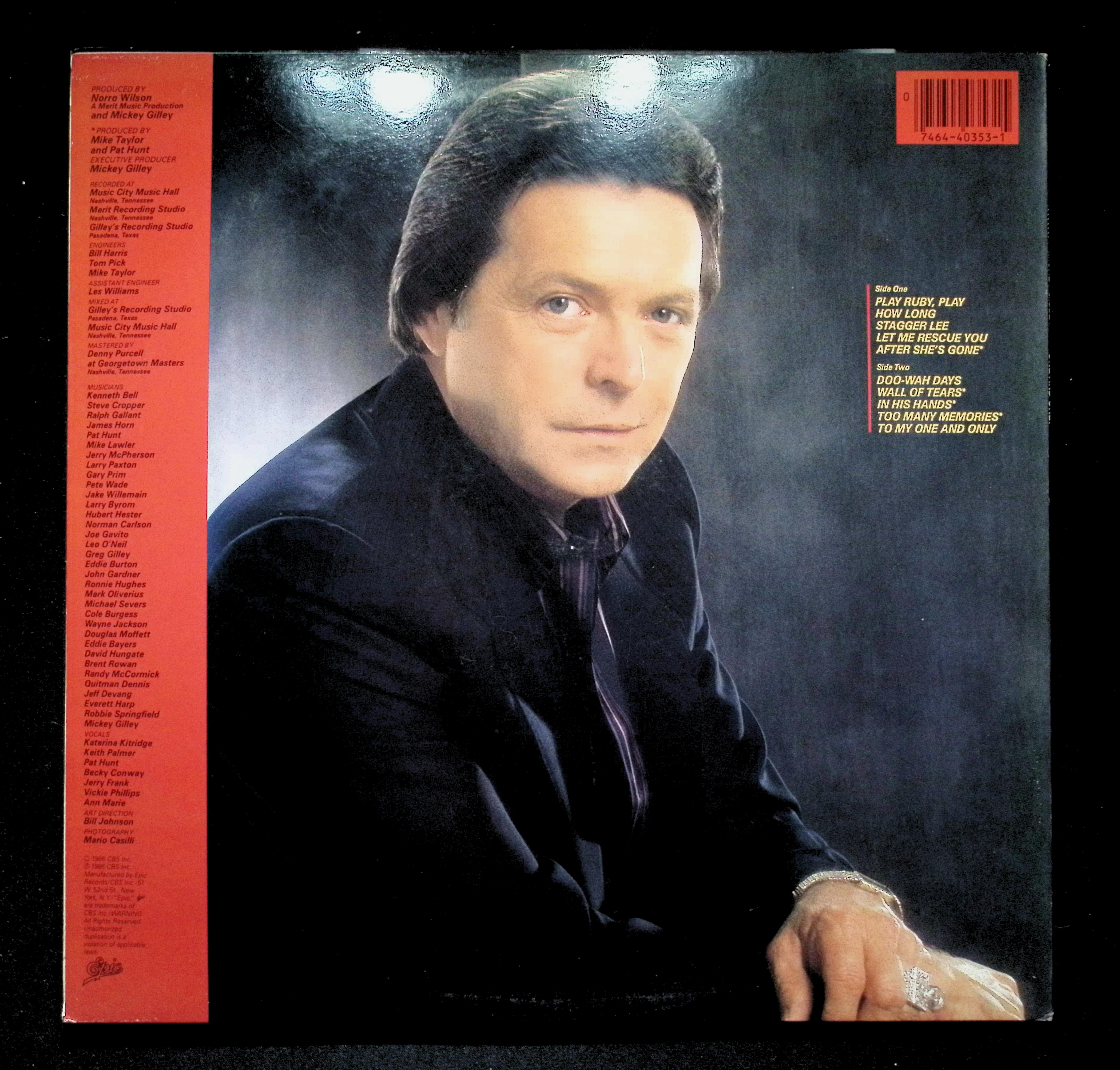 Mickey Gilley One And Only LP 1986 E 40353 Folk, World, & Country — image 2