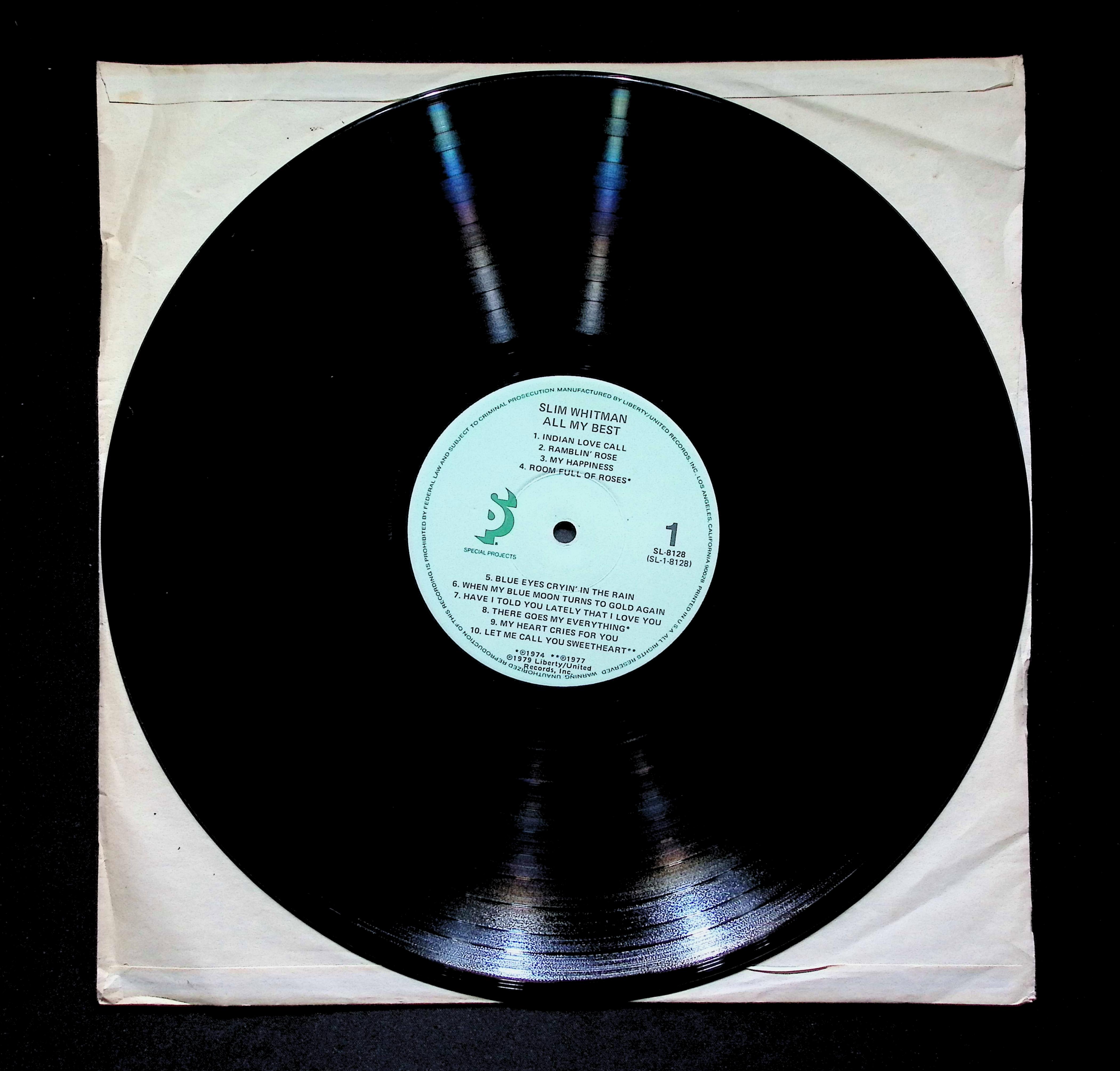 Slim Whitman All My Best LP 1979 SL-8128 Folk, World, & Country — image 4