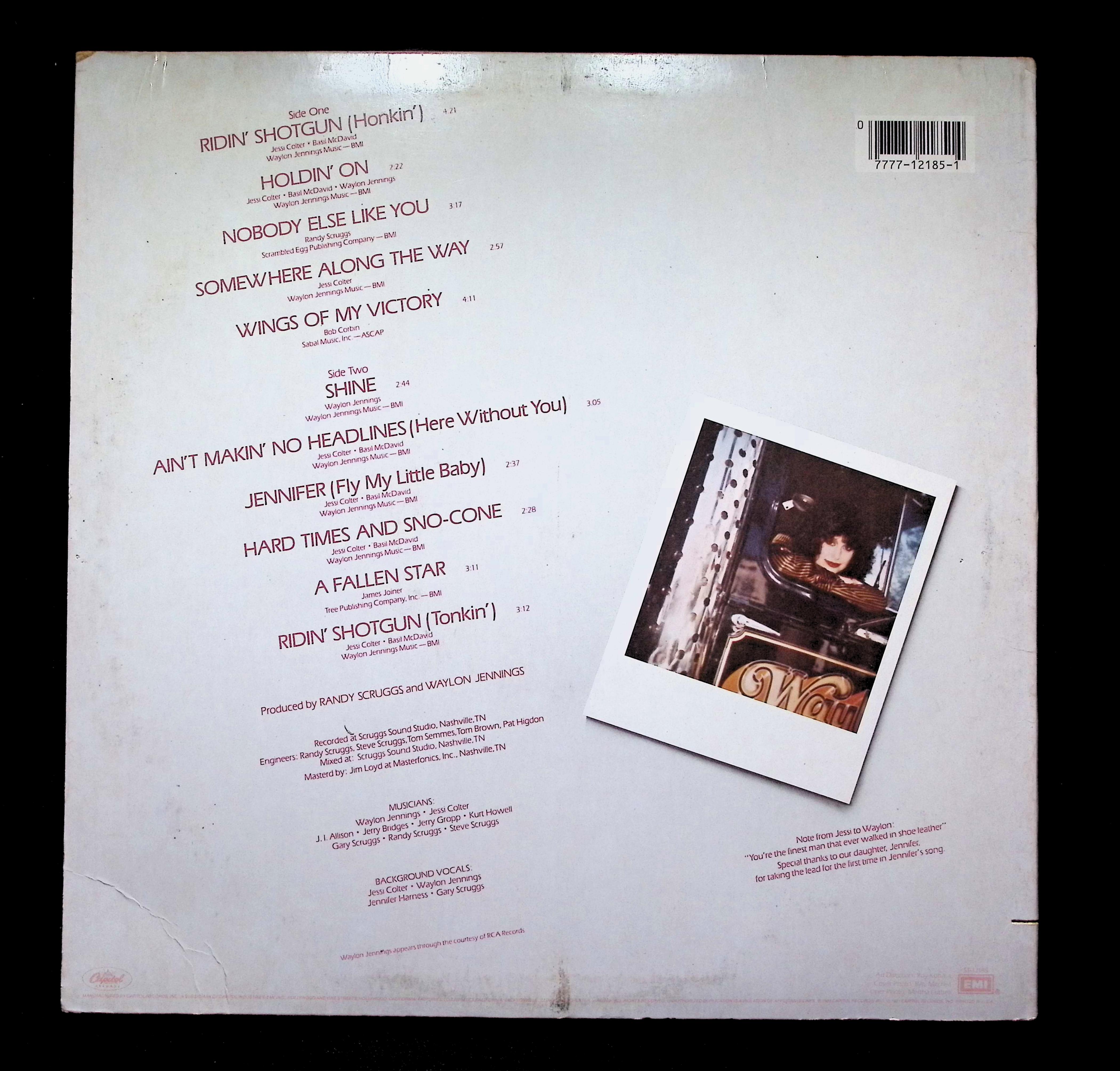 Jessi Colter Ridin' Shotgun LP 1981 ST-12185 Folk, World, & Country — image 2