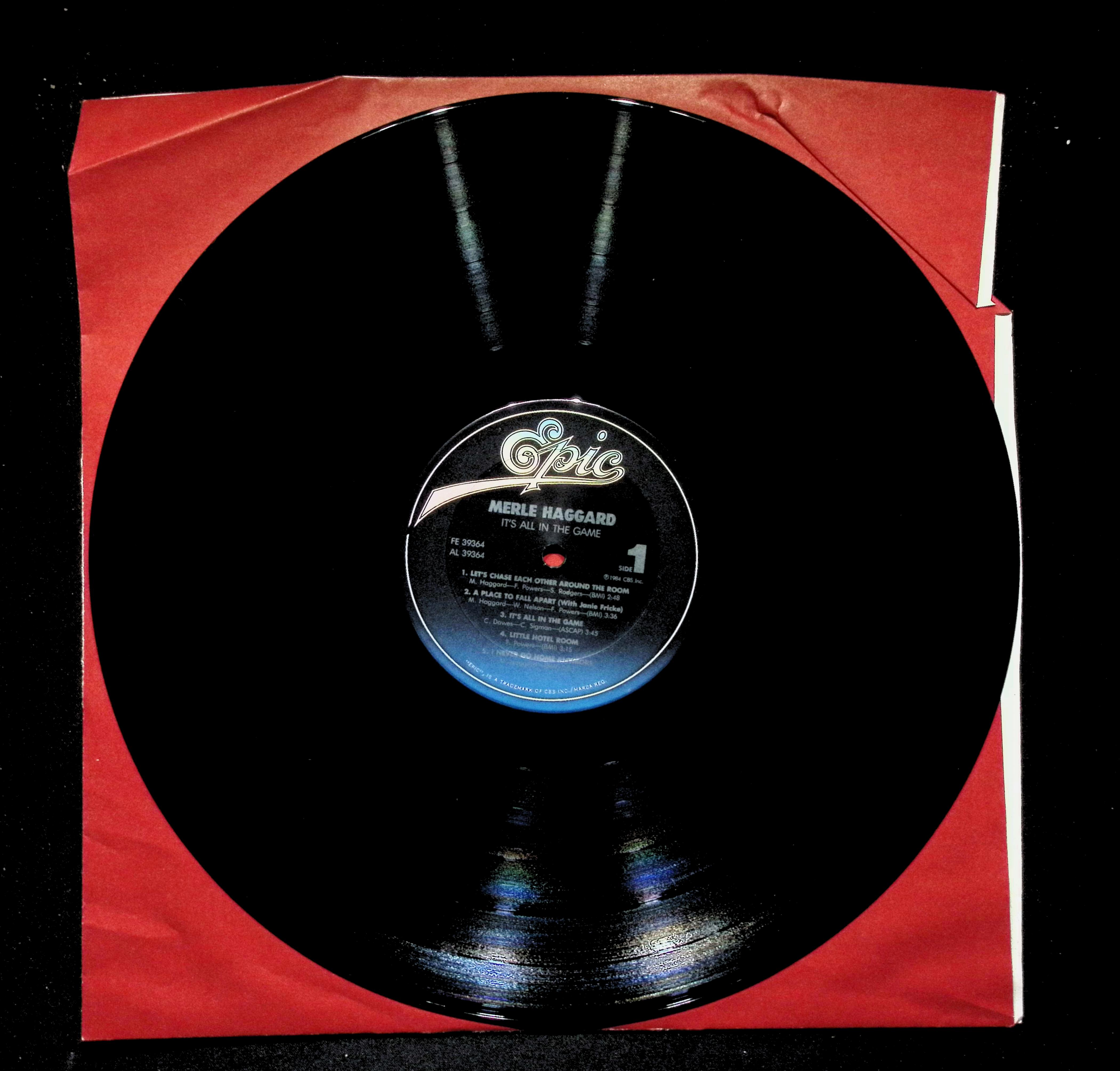 Merle Haggard It's All In The Game LP 1984 FE 39364 Folk, World — image 4