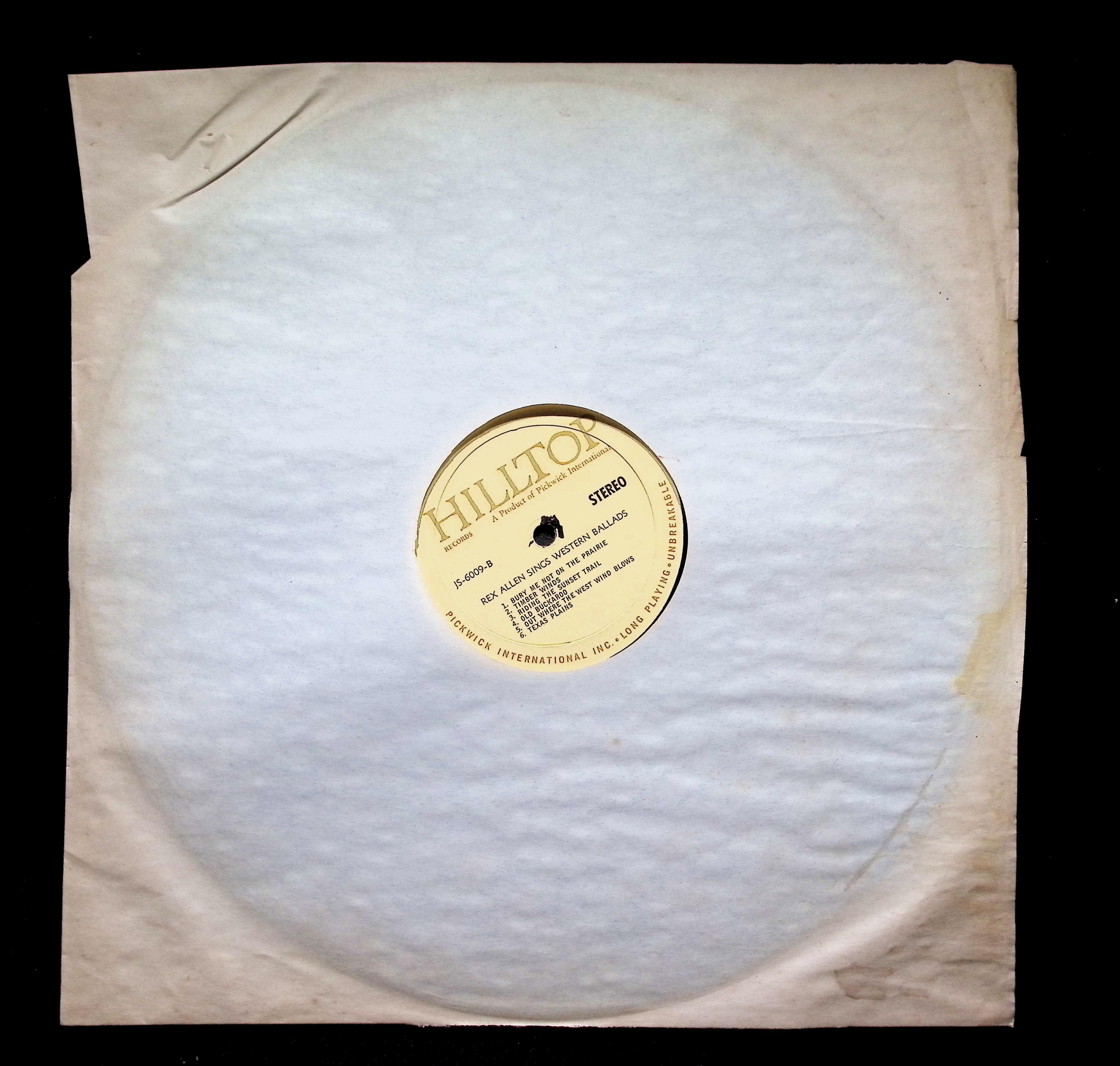 Rex Allen Rex Allen Sings Western Ballads LP  JS-6009 Folk, World, & Country — image 3