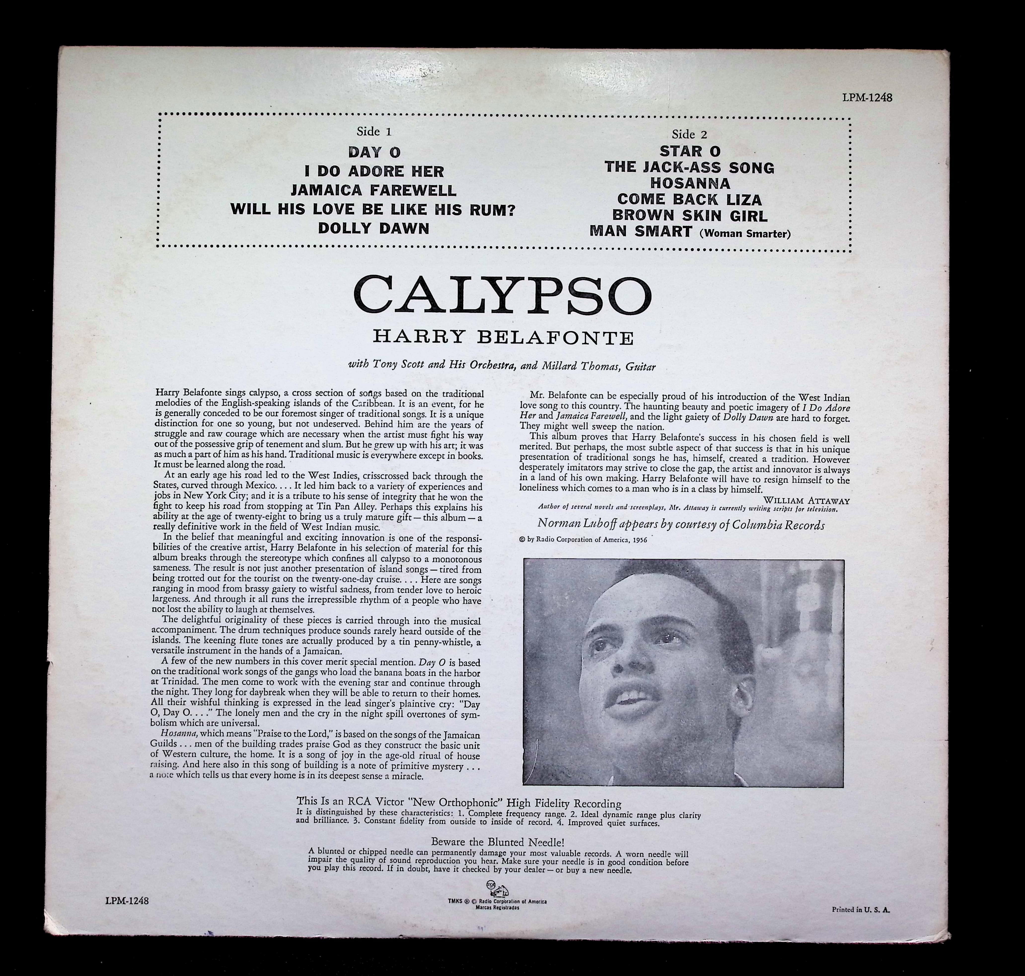 Harry Belafonte Calypso LP 1956 LPM-1248 Reggae — image 2
