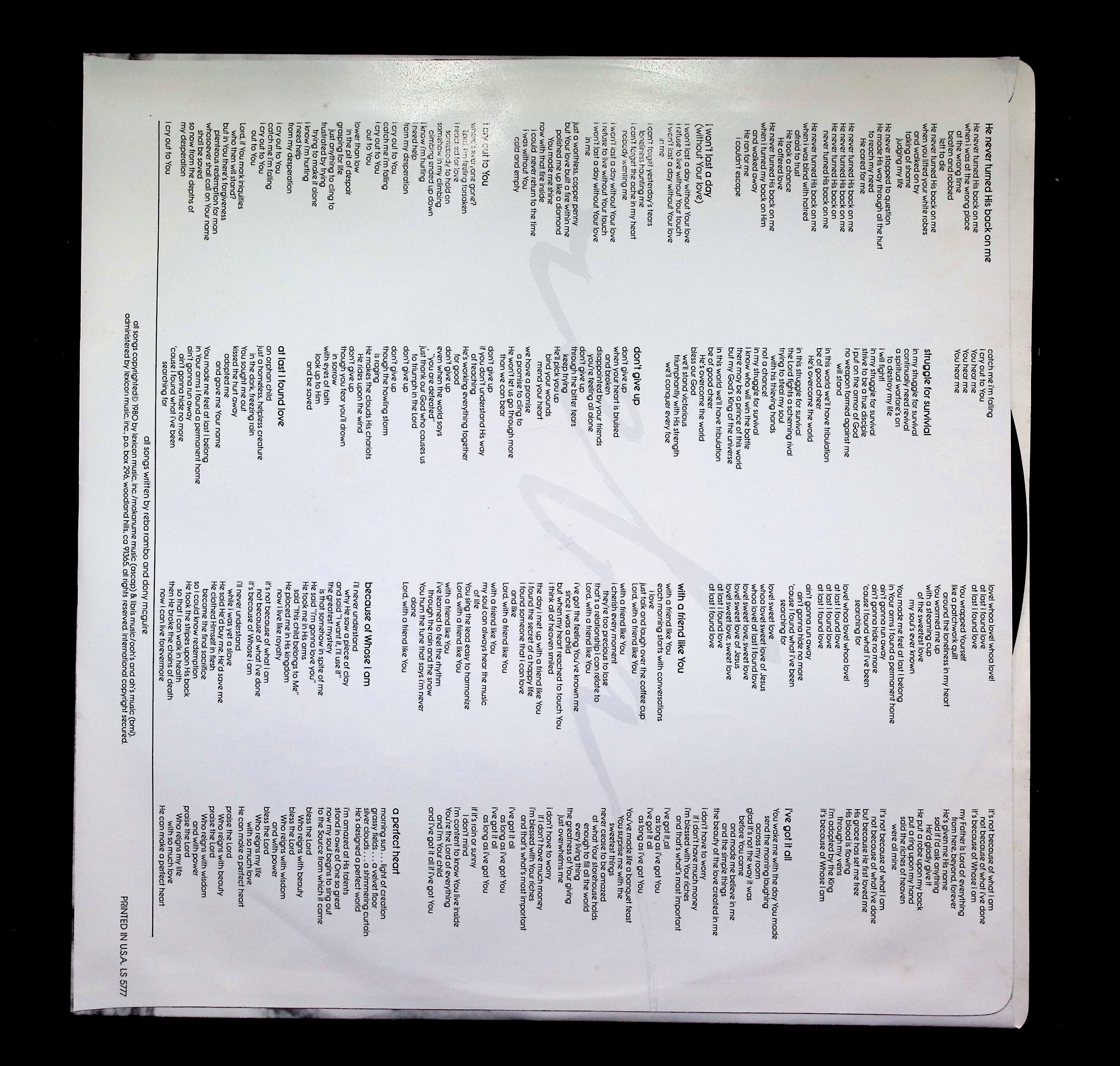 Reba Rambo Confessions LP 1980 LS-5777 Pop — image 3