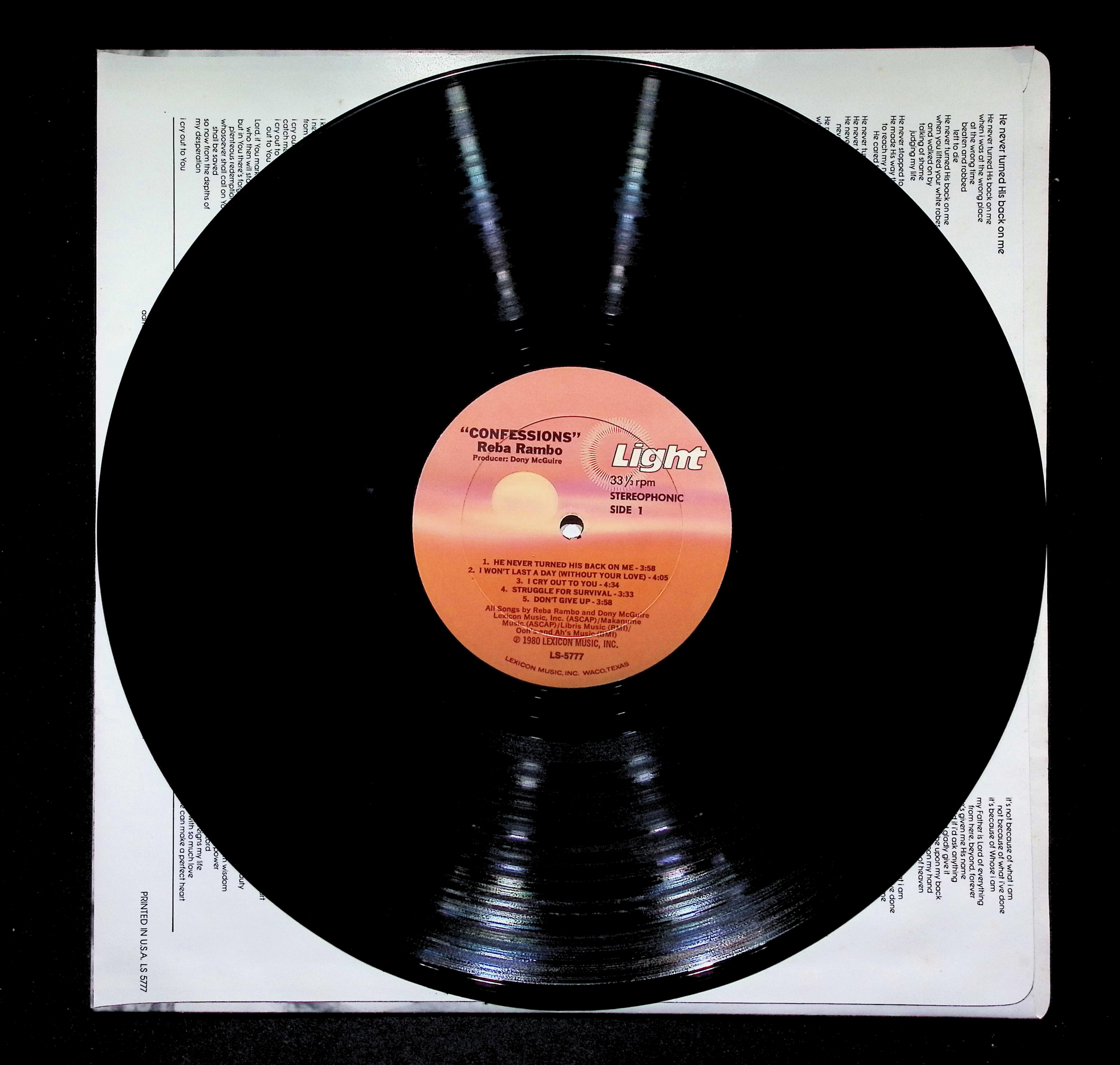 Reba Rambo Confessions LP 1980 LS-5777 Pop — image 4