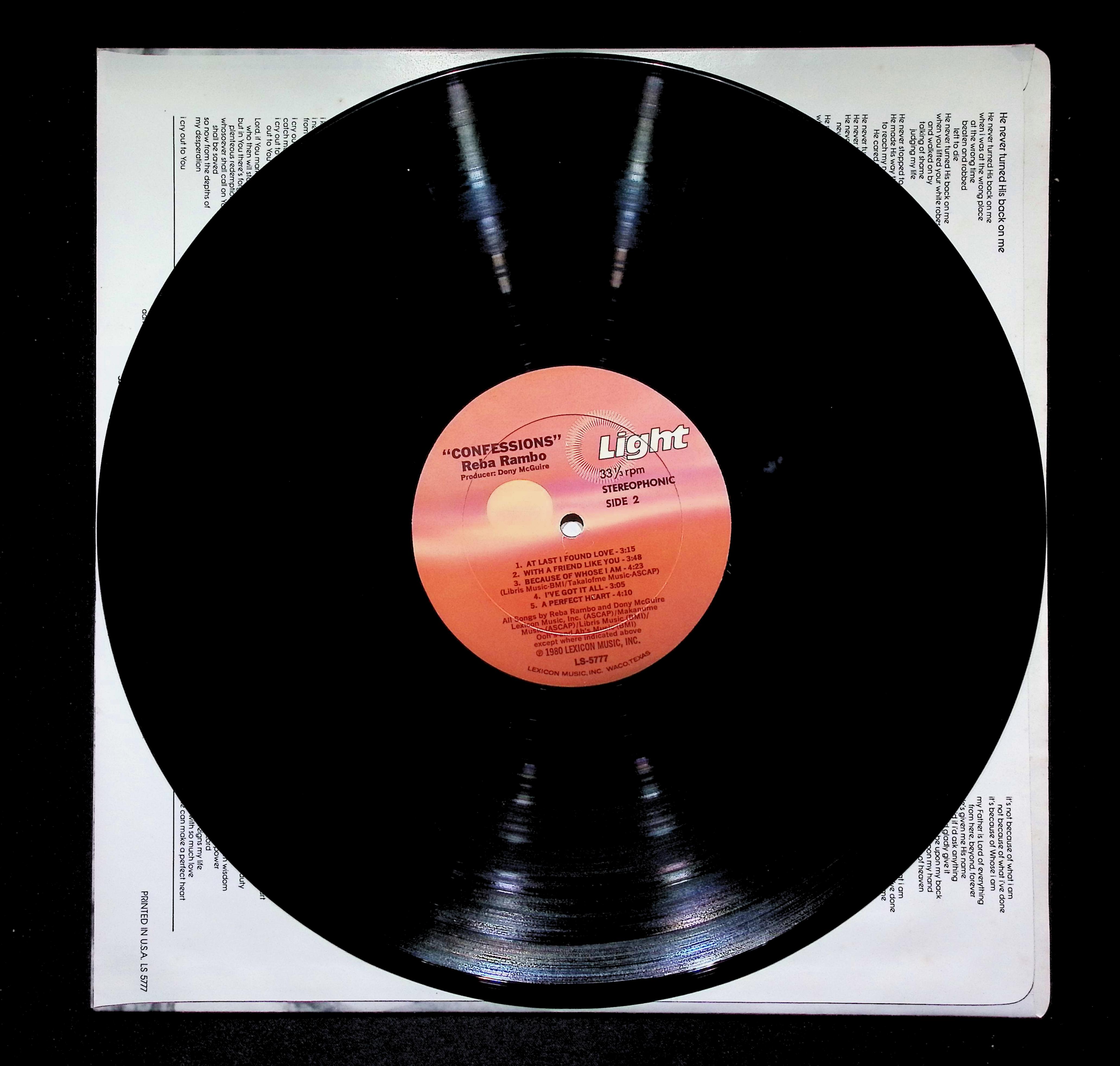 Reba Rambo Confessions LP 1980 LS-5777 Pop — image 5