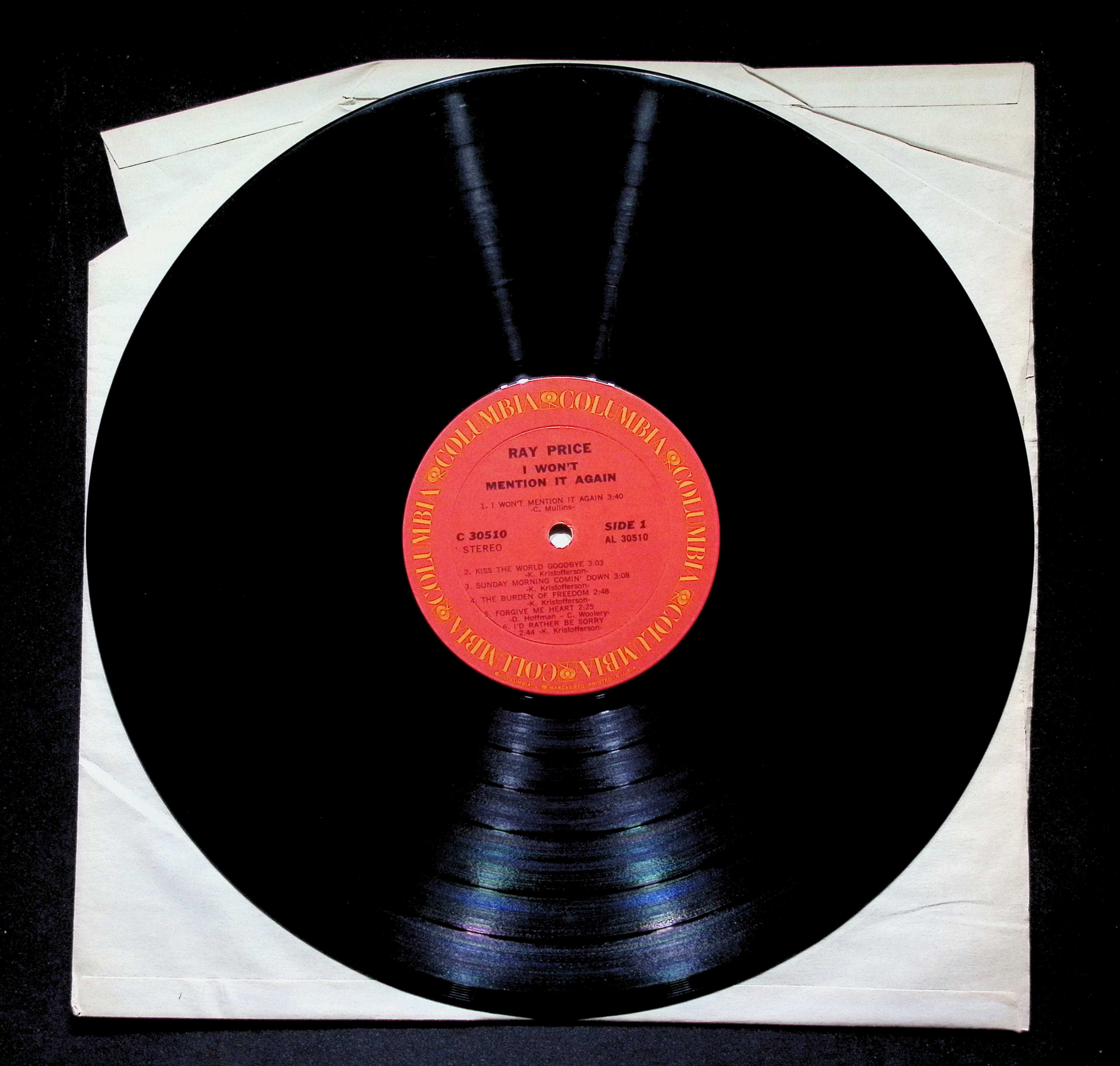 Ray Price I Won't Mention It Again LP  C 30510 Folk, World, & Country — image 5