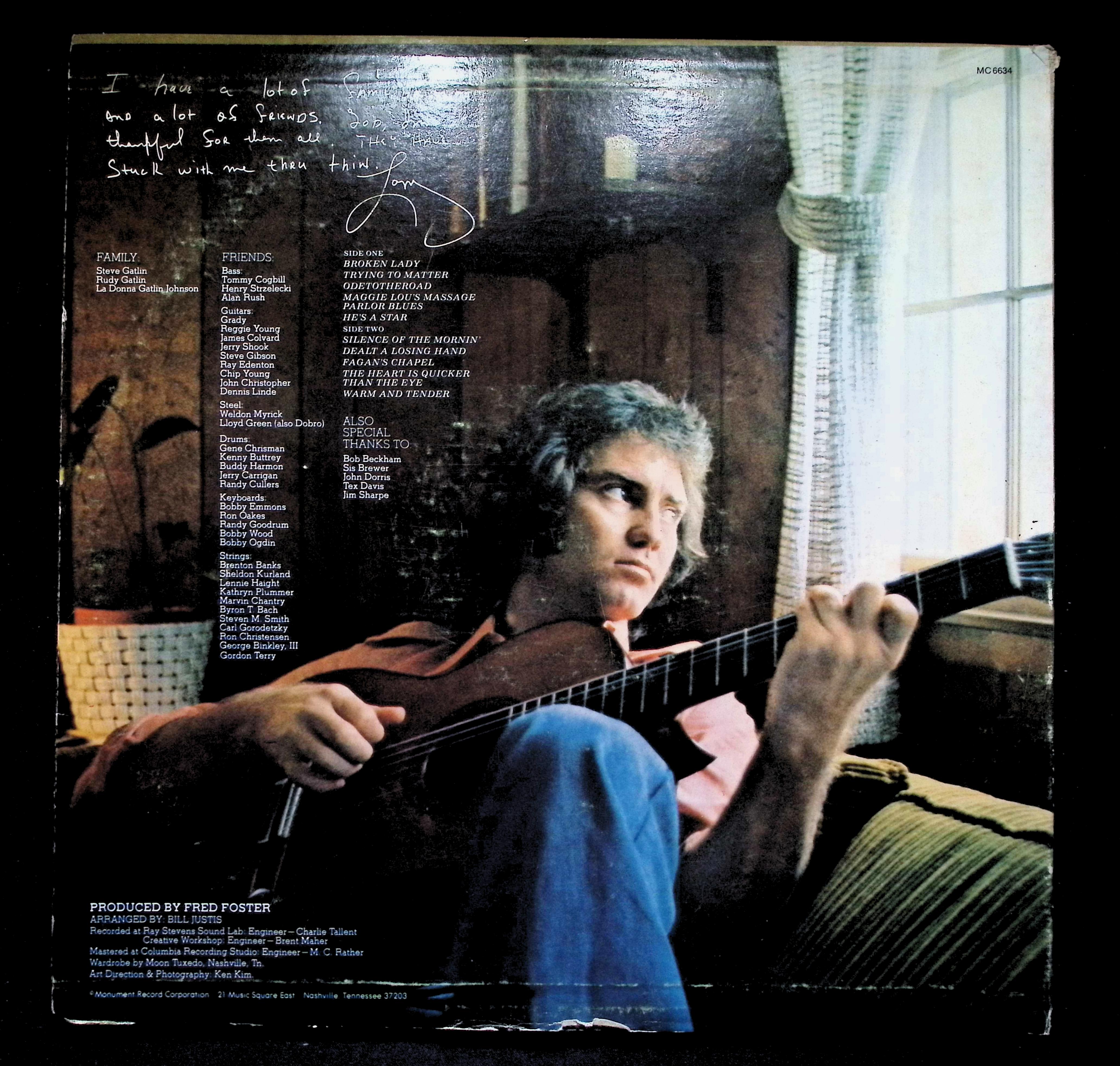 Larry Gatlin With Family & Friends LP 1976 MC 6634 Folk, World, & Country — image 2