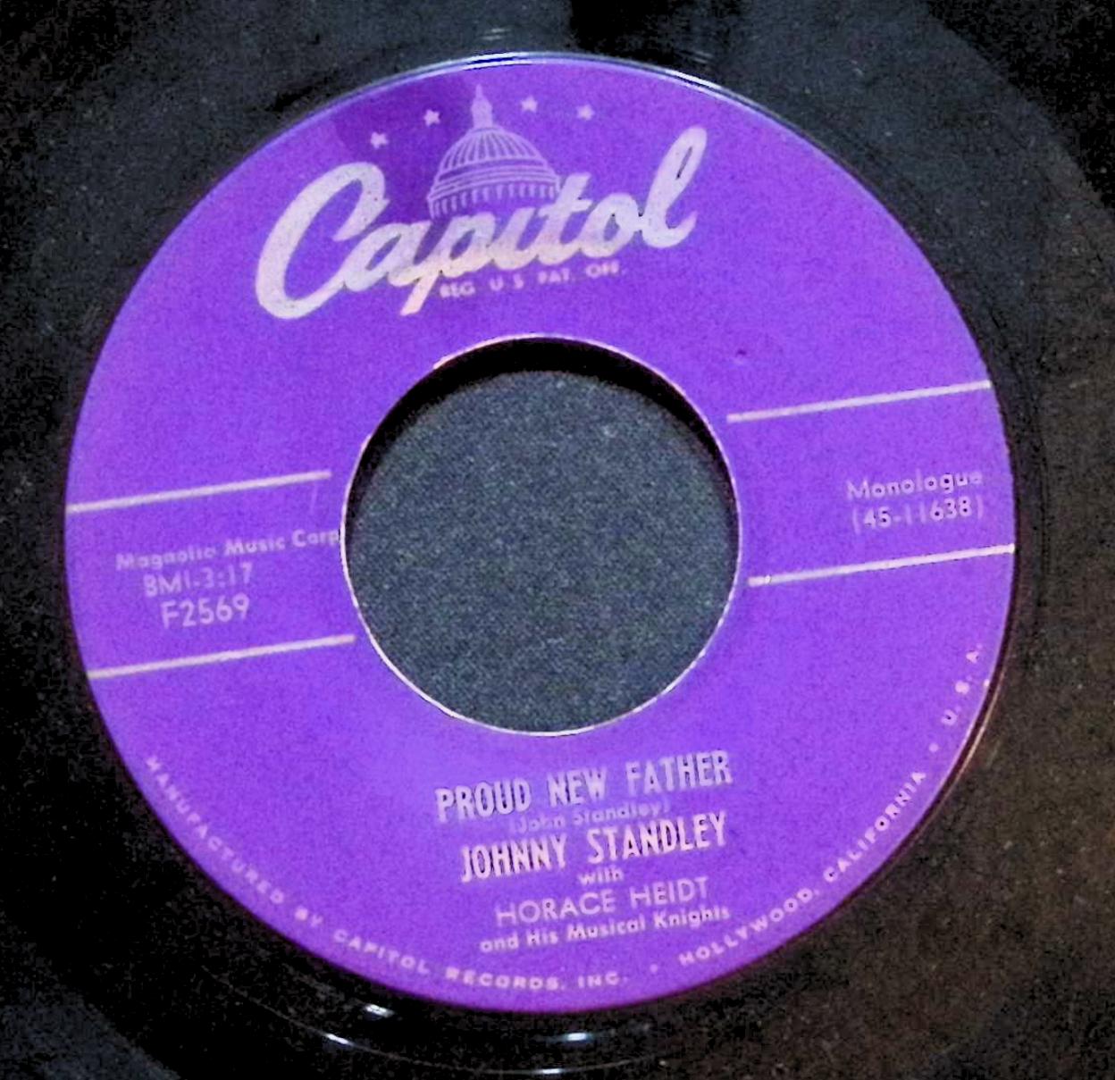 Johnny Standley Proud New Father / Clap Your Hands 7'' Single 1953 F2569 — image 2