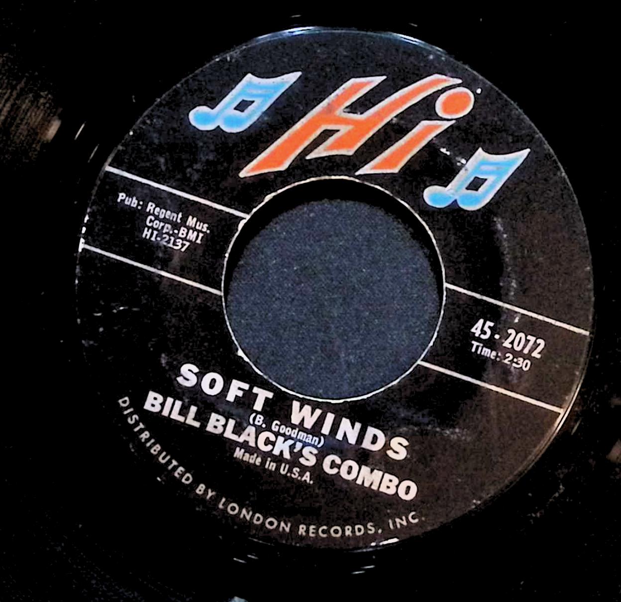 Bill Black's Combo Comin' On / Soft Winds 7'' Single 1964 45-2072-V Jazz — image 4