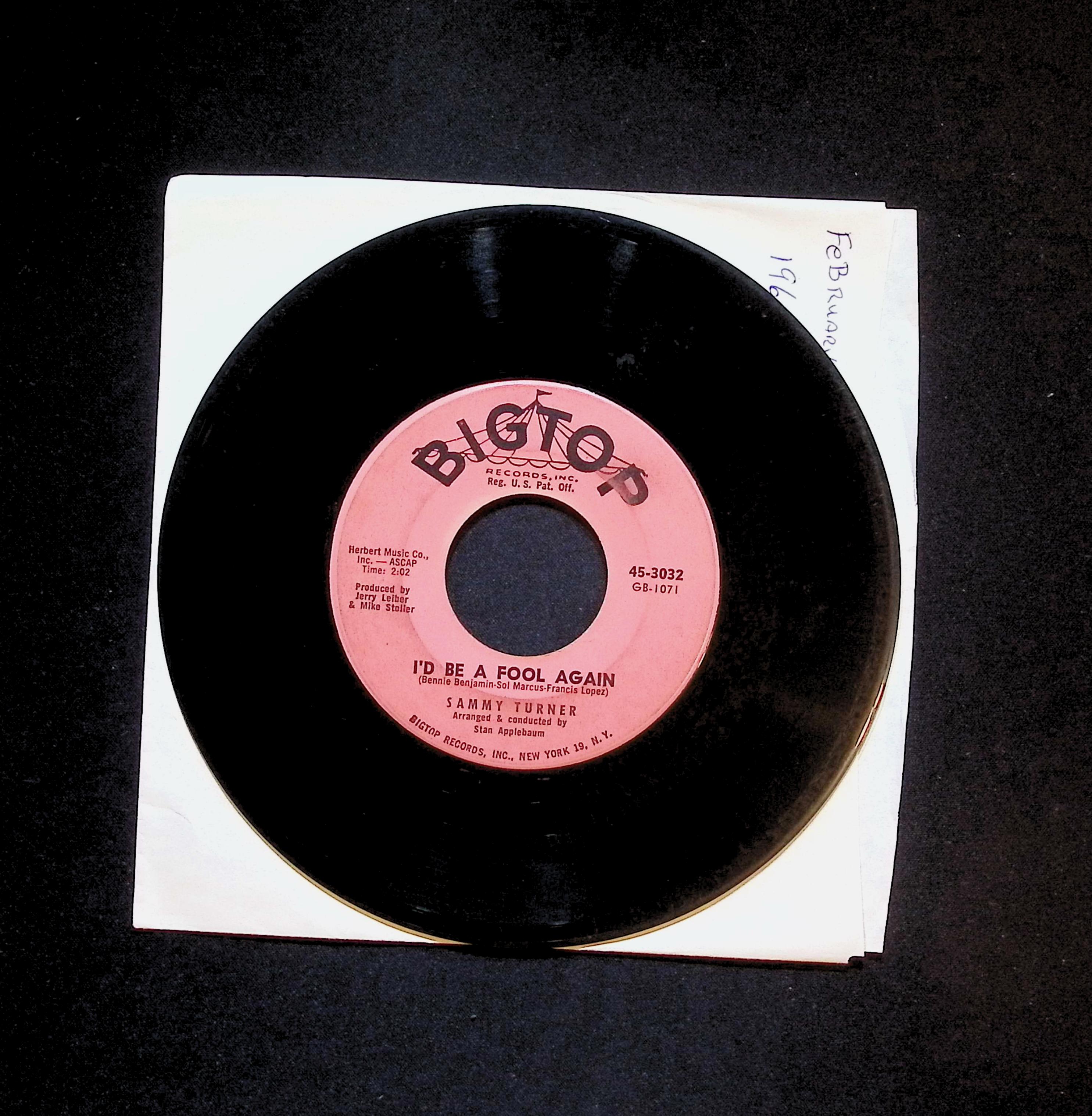 Sammy Turner Paradise / The Things I Love 7'' Single 1960 45-3032 Funk / Soul — image 3