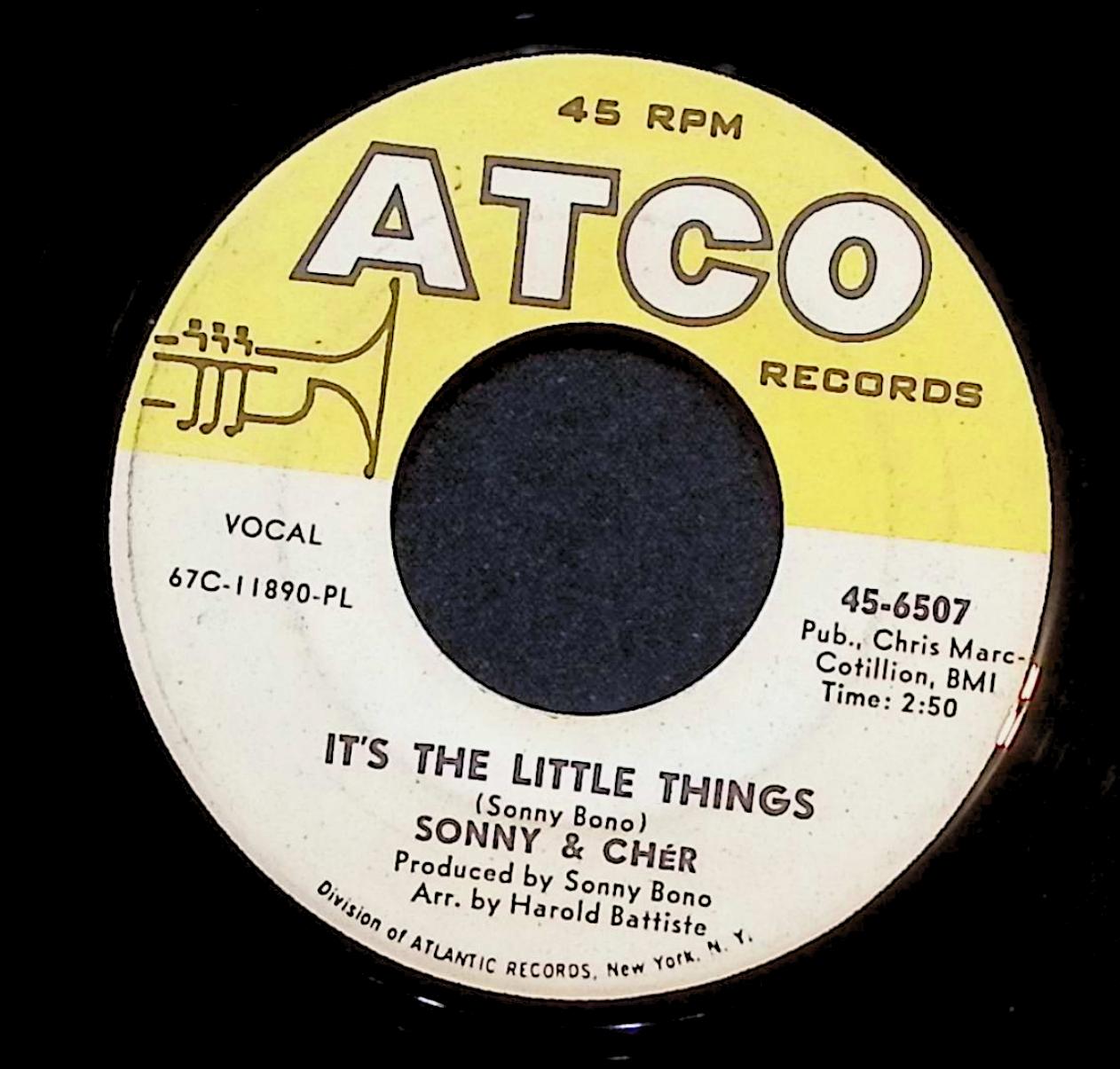 Sonny & Cher It's The Little Things 7'' Single 1967 45-6507 Rock — image 2