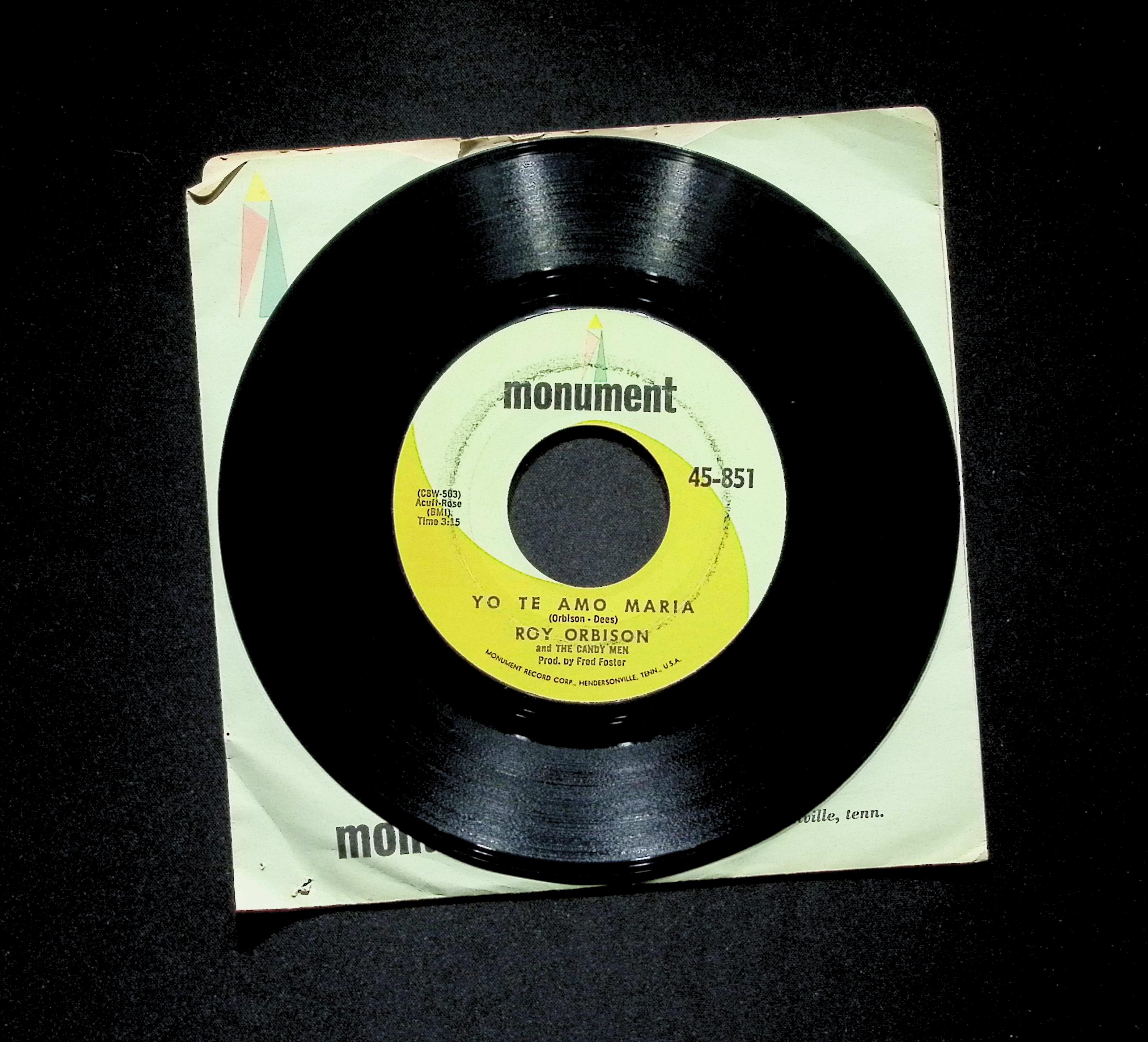 Roy Orbison Oh, Pretty Woman Yo Te Amo Maria 45-851 VG 45rpm Vinyl Record — image 2