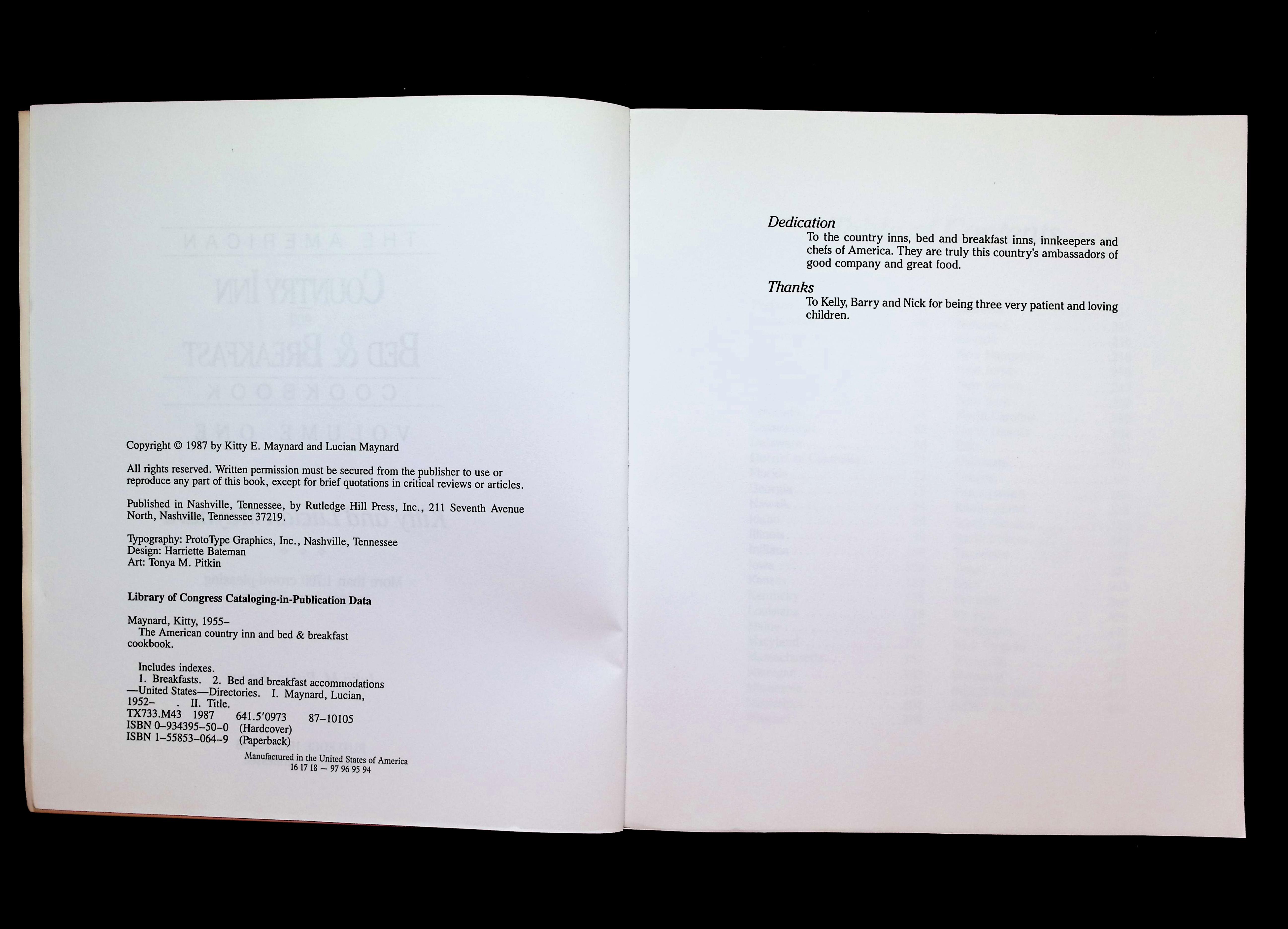 The American Country Inn and Bed & Breakfast Cookbook, Volume One — image 3