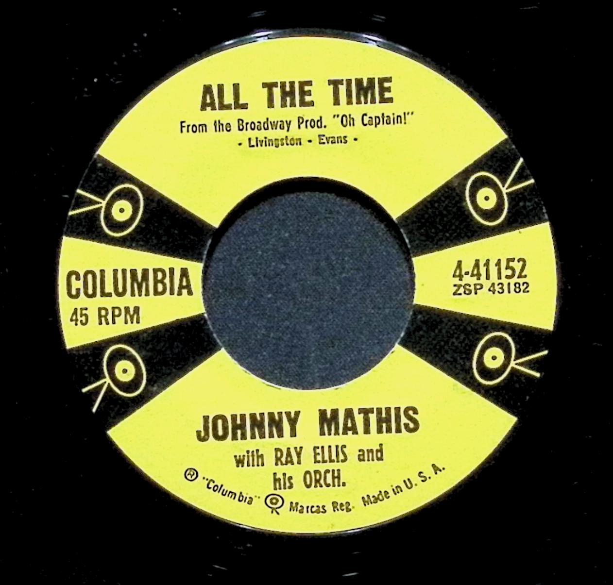 Johnny Mathis All The Time Teacher, Teacher 4-41152 VG 45rpm Vinyl Record — image 3