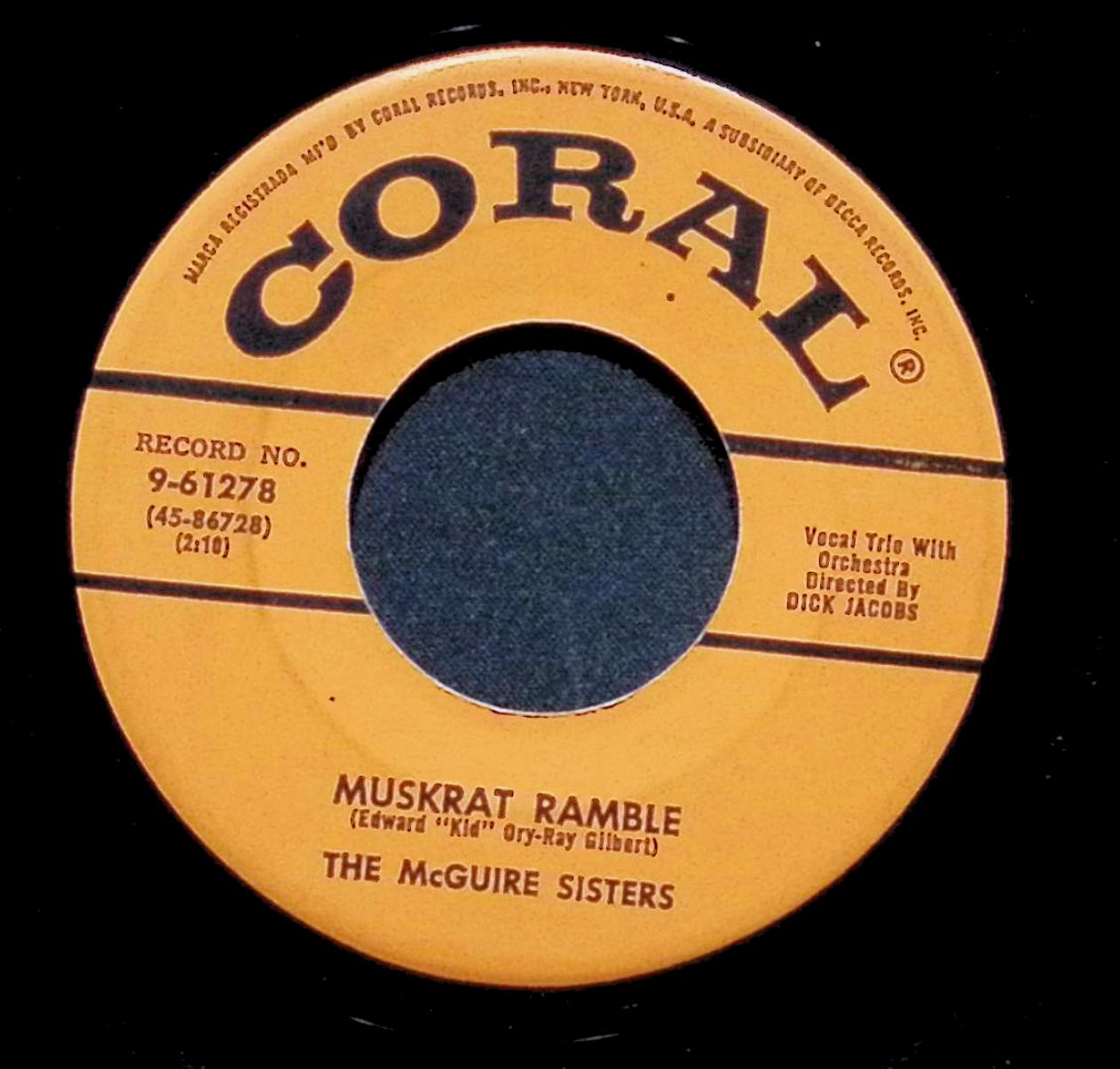 McGuire Sisters Muskrat Ramble Lonesome Polecat 9-61278 VG 45rpm Vinyl Record — image 3