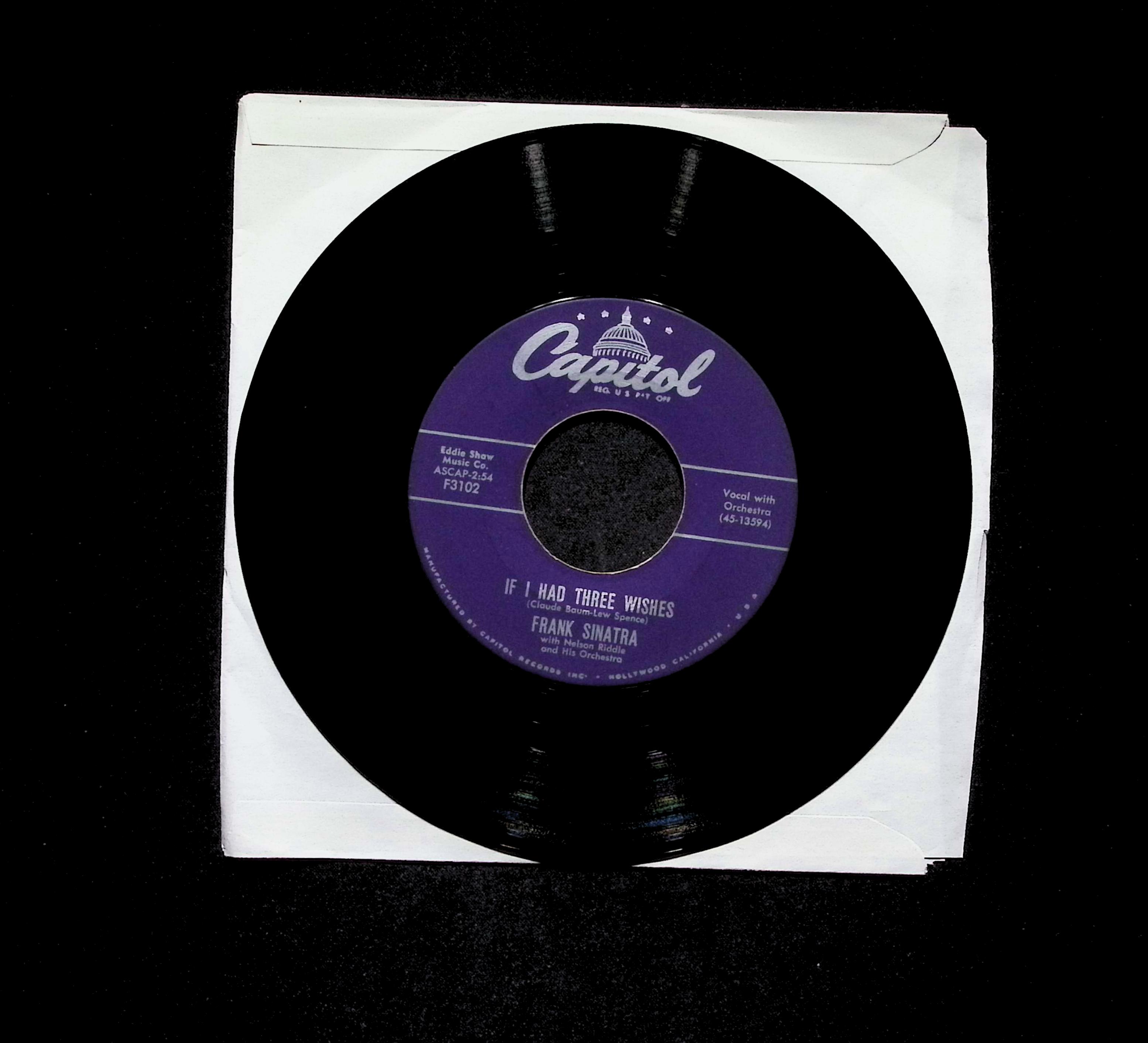 Frank Sinatra Learnin' The Blues F3102 VG 45rpm Vinyl Record — image 4