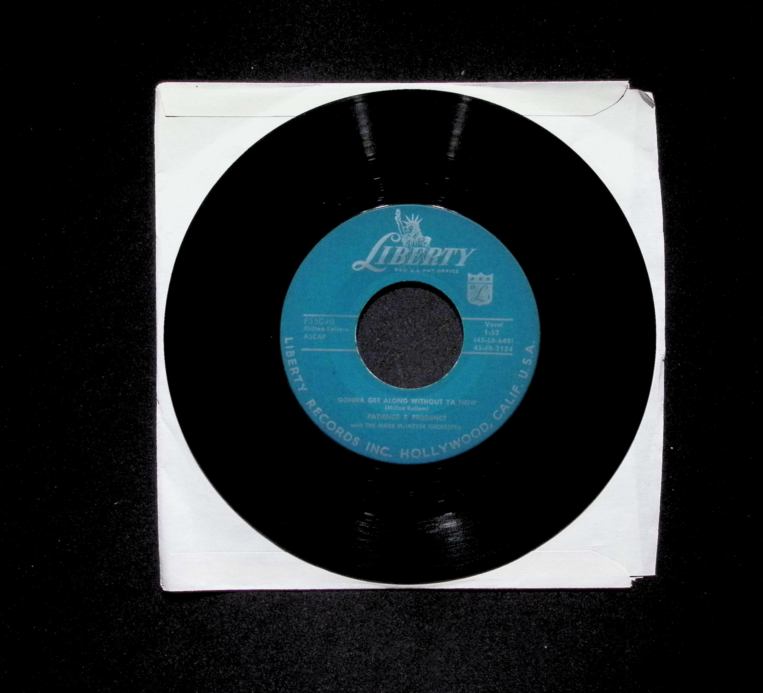 Patience & Prudence Gonna Get Along Without Ya Now F55040 VG 45rpm Vinyl Record — image 4