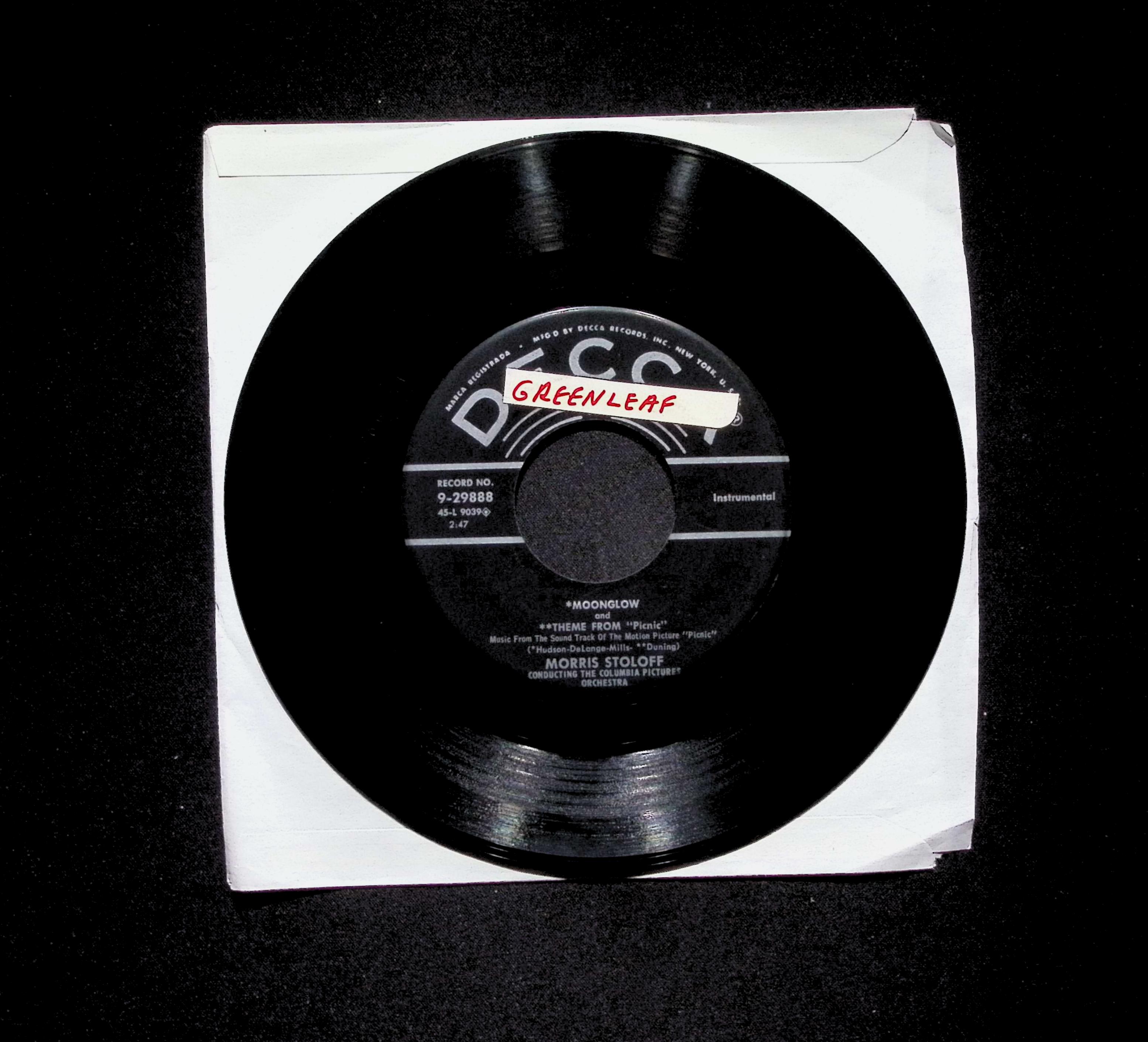 George Duning Theme From "Picnic" 9-29888 VG 45rpm Vinyl Record — image 2