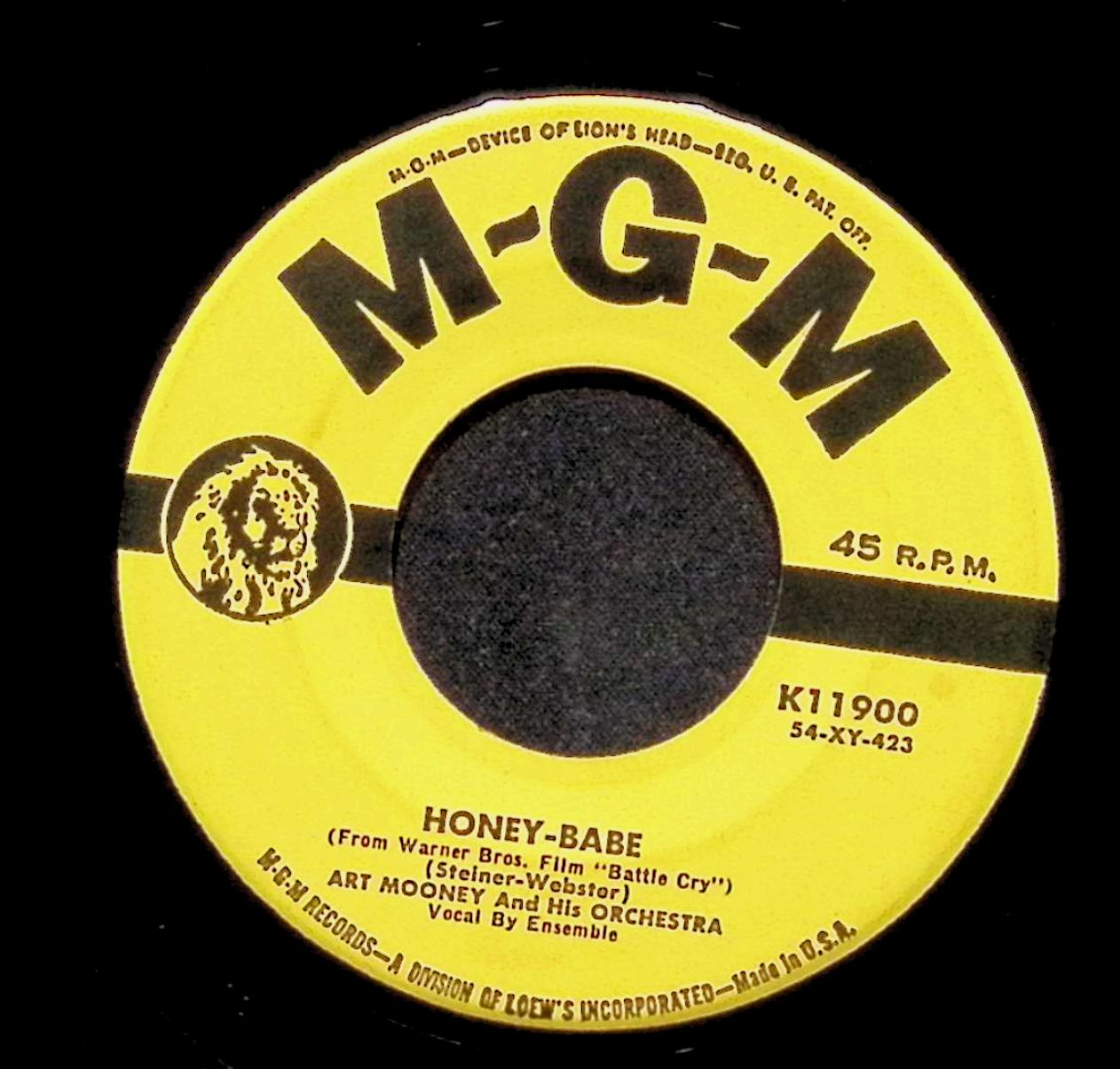 Art Mooney & His Orchestra Honey-Babe No Regrets K11900 VG 45rpm Vinyl Record — image 3