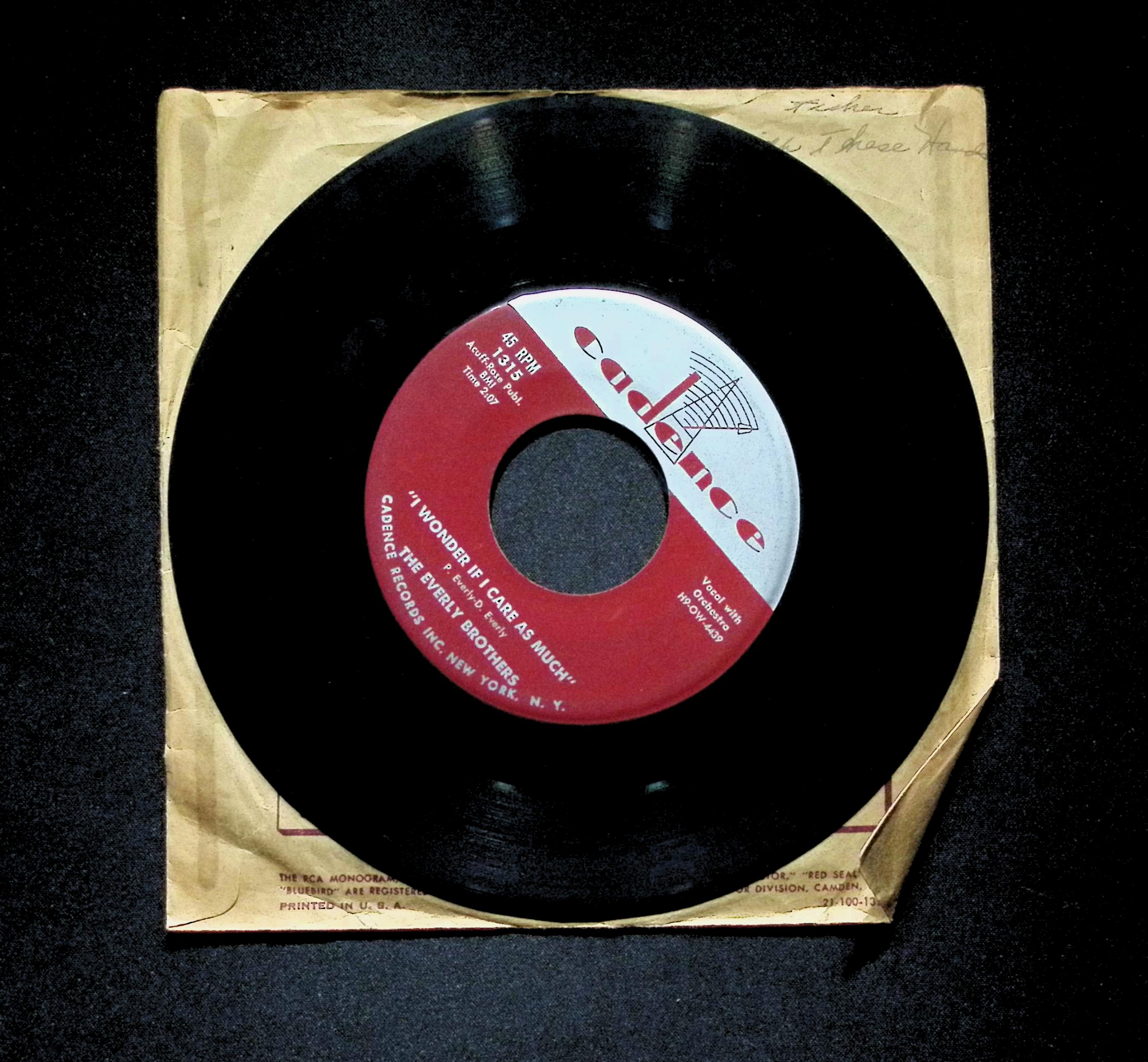 Everly Brothers Bye Bye Love I Wonder If I Care As Much 1315 VG 45rpm Vinyl