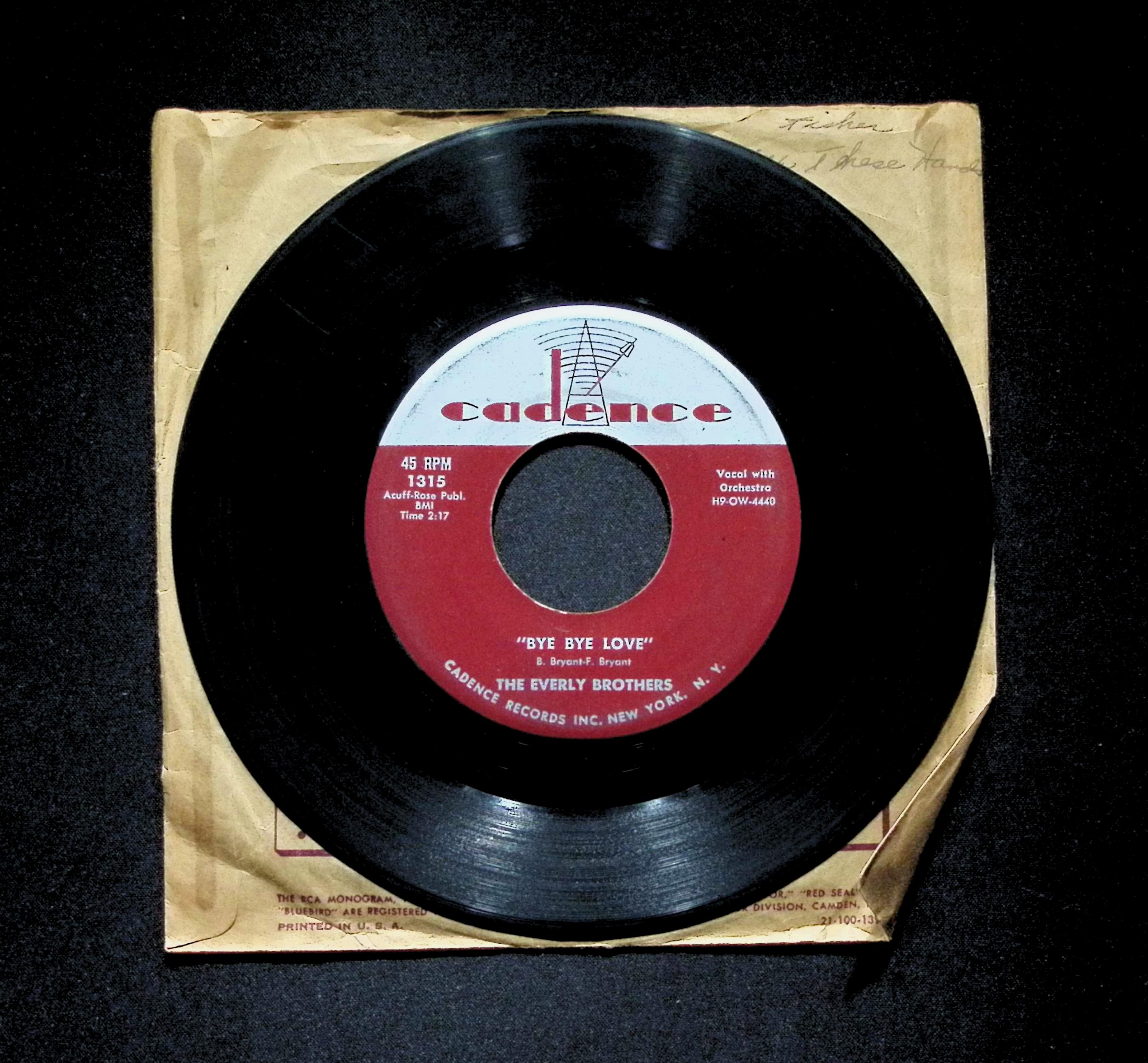 Everly Brothers Bye Bye Love I Wonder If I Care As Much 1315 VG 45rpm Vinyl — image 3