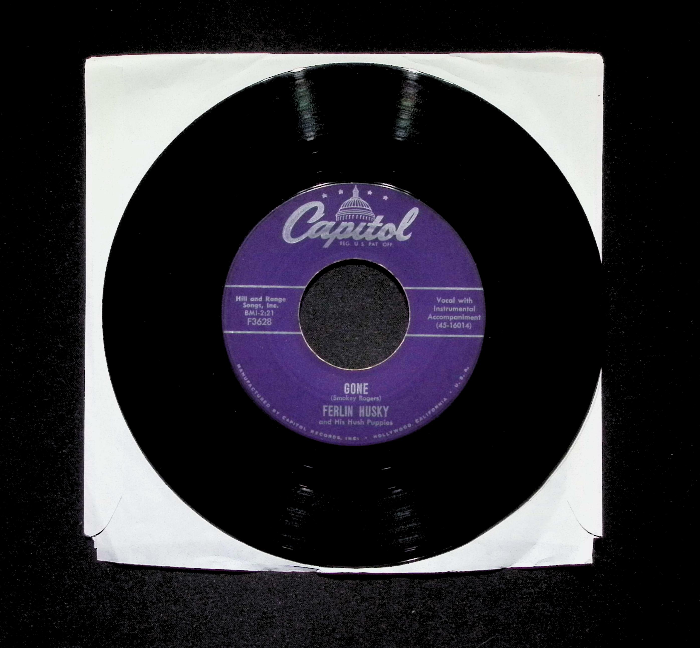 Ferlin Husky & His Hush Puppies Gone Missing Persons F3628 VG 45rpm Vinyl Record — image 3