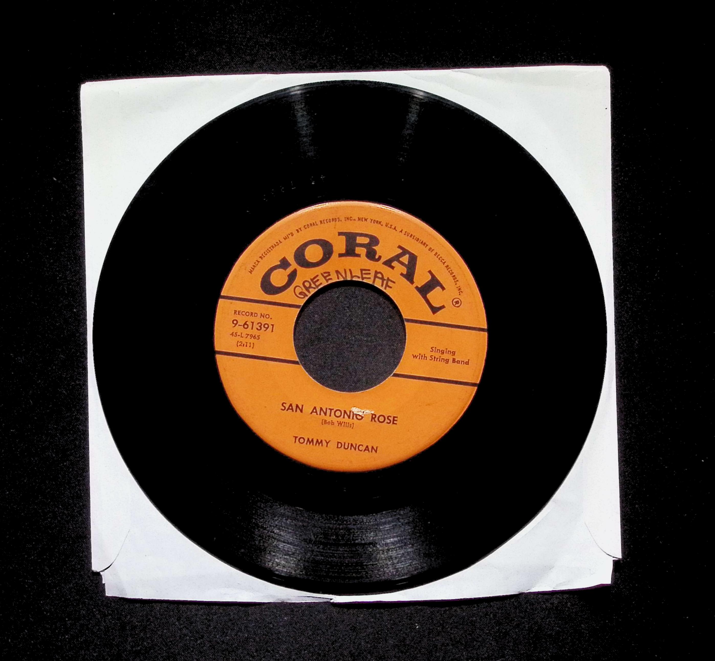 Tommy Duncan San Antonio Rose 9-61391 VG 45rpm Vinyl Record — image 3