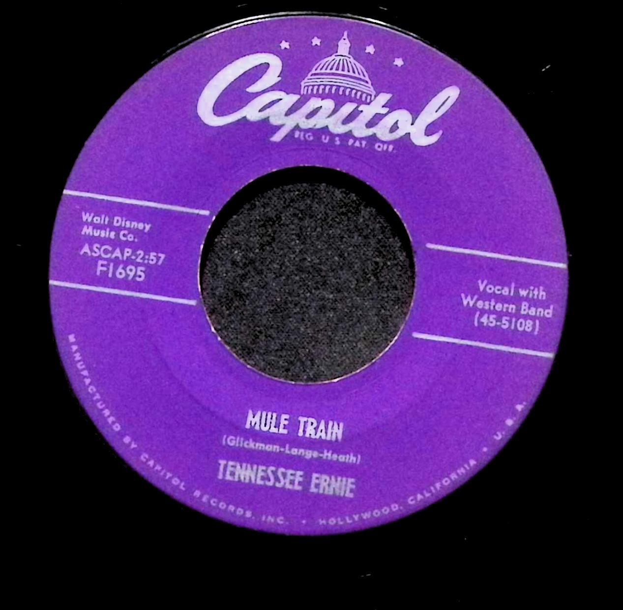 Tennessee Ernie Ford Mule Train The Cry Of The Wild Goose F1695 VG 45rpm Vinyl — image 4