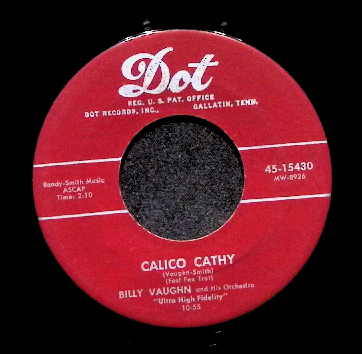 Billy Vaughn And His Orchestra Calico Cathy 45-15430 VG 45rpm Vinyl Record — image 4